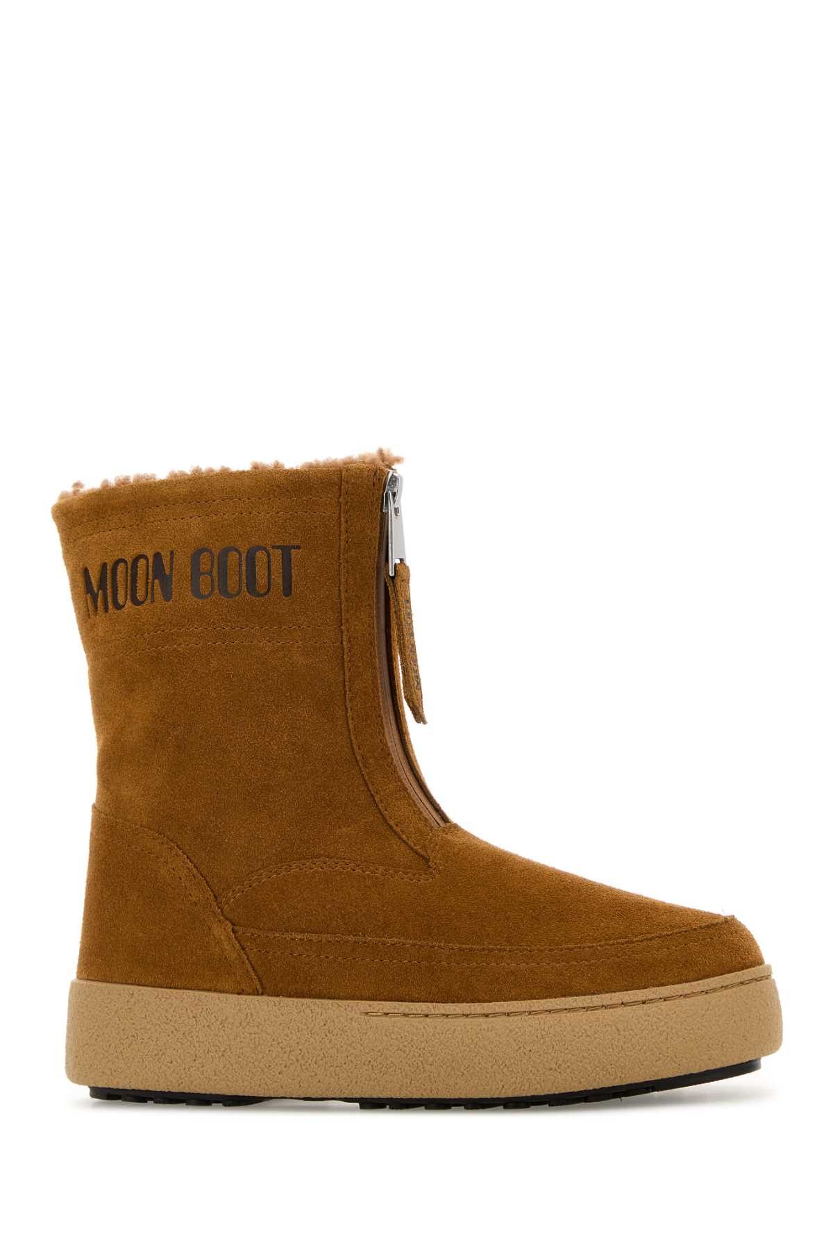Moon Boot Caramel Suede Ltrack Lara Ankle Boots Size US 5 / IT 35 - 2 Thumbnail