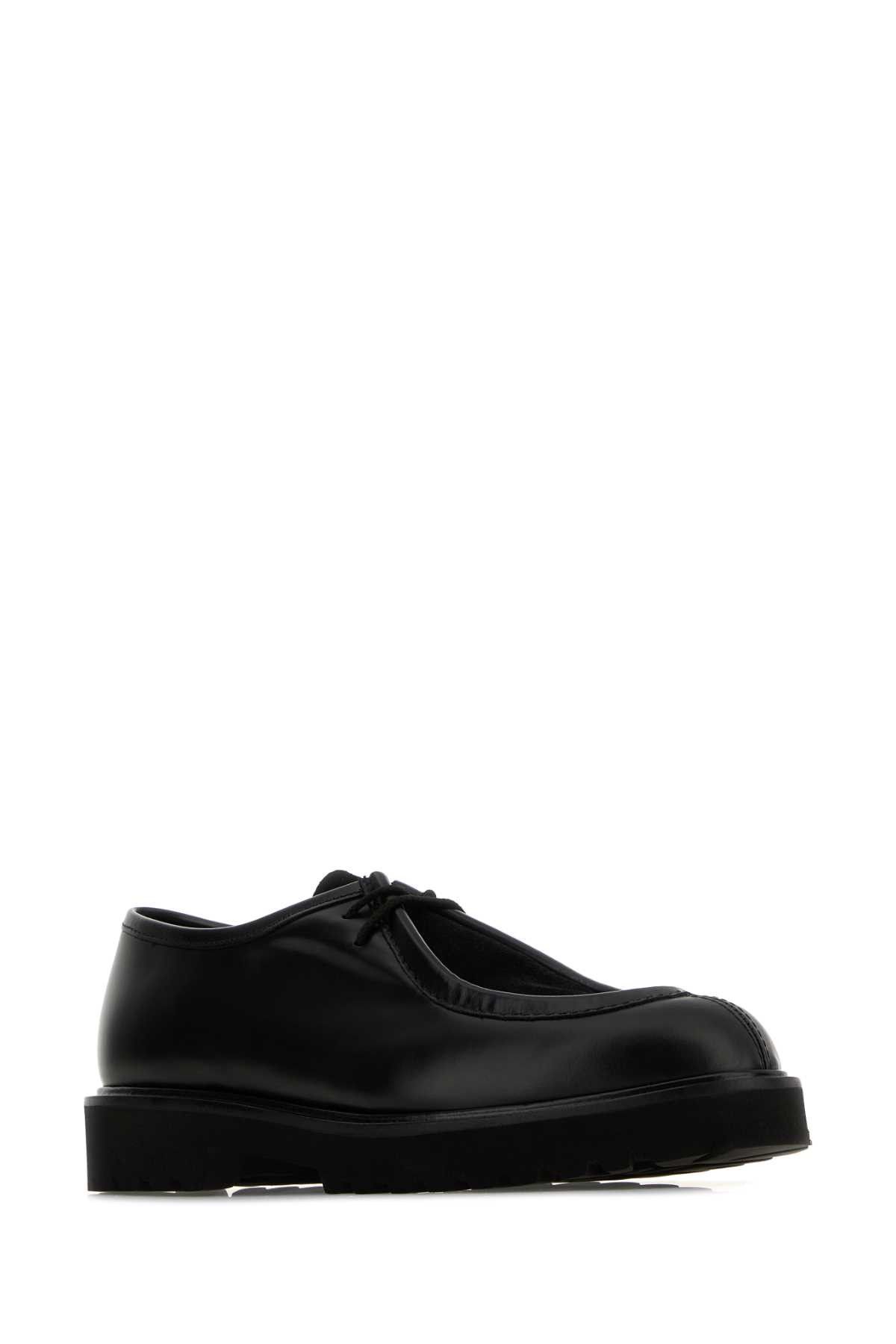 Max Mara Black Leather Track Lace-Up Shoes Size US 11 / IT 41 - 2 Thumbnail