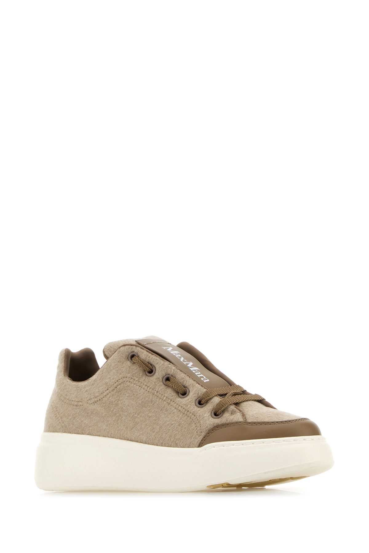Max Mara Dove Grey Cashmere And Leather Maxi Sneakers Size US 8.5 / IT 38.5 - 2 Thumbnail
