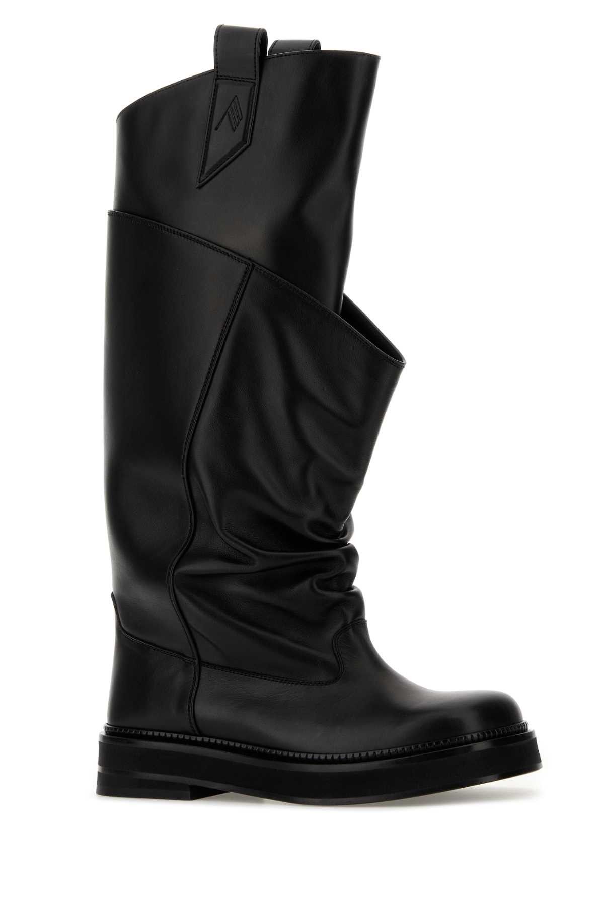 The Attico Black Leather Passeggiata Boots Size US 7 / IT 37 - 2 Thumbnail