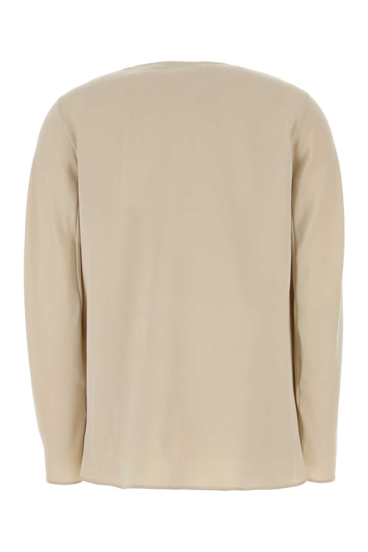 Max Mara Sand Stretch Silk Mitico Blouse Size XS / US 0-2 / IT 36-38 - 2 Thumbnail