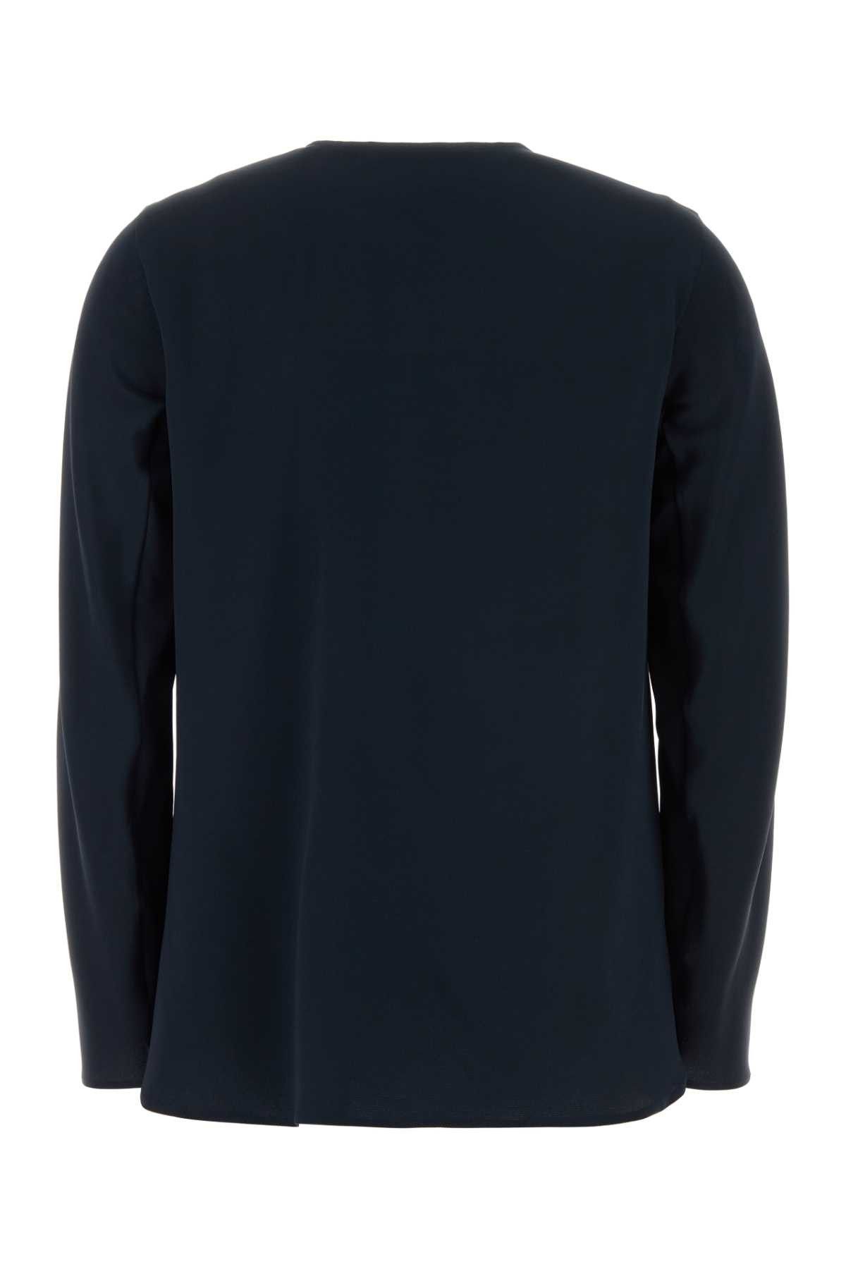 Max Mara Midnight Blue Stretch Silk Mitico Blouse Size XS / US 0-2 / IT 36-38 - 2 Thumbnail