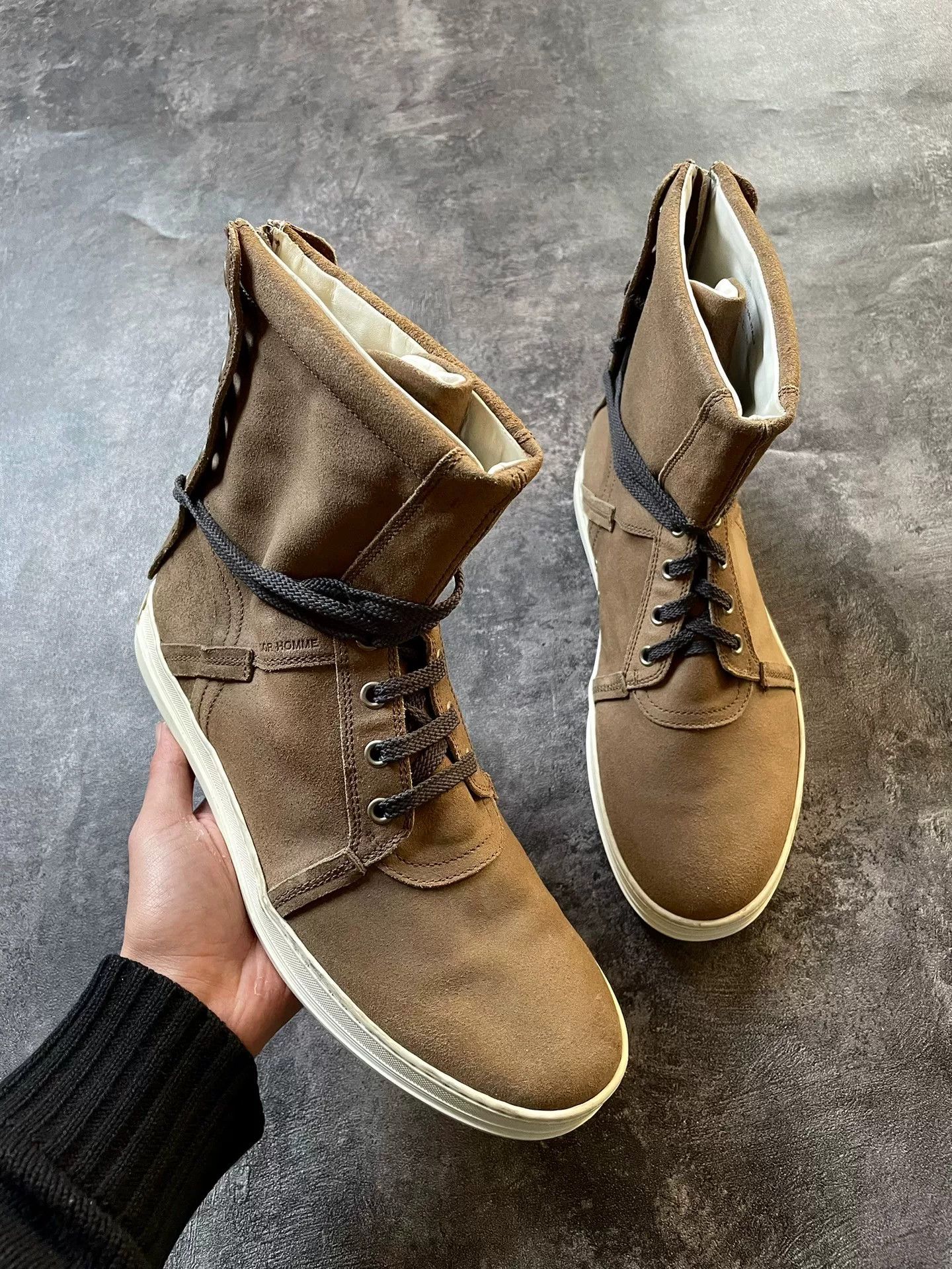 Dior brown suede high-top lace-up sneakers Size US 11.5 / EU 44-45 - 2 Thumbnail