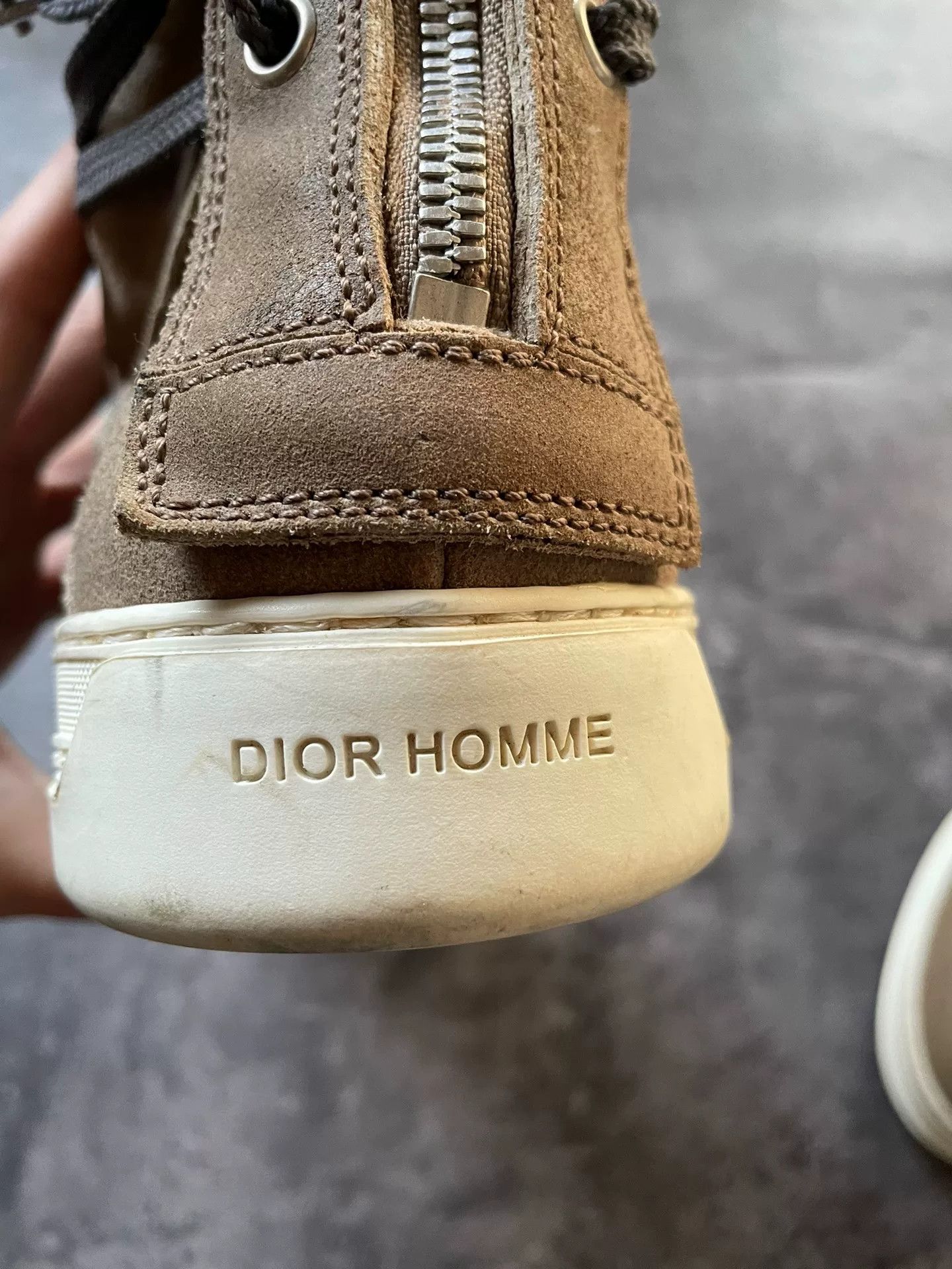Dior brown suede high-top lace-up sneakers Size US 11.5 / EU 44-45 - 4 Thumbnail