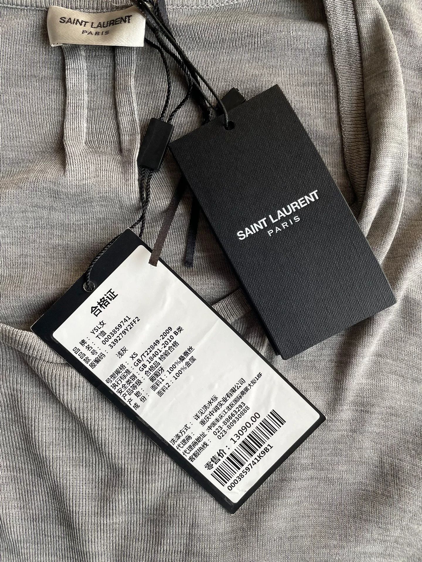 Saint Laurent Paris grey silk short sleeve top Size XS / US 0-2 / IT 36-38 - 8 Thumbnail