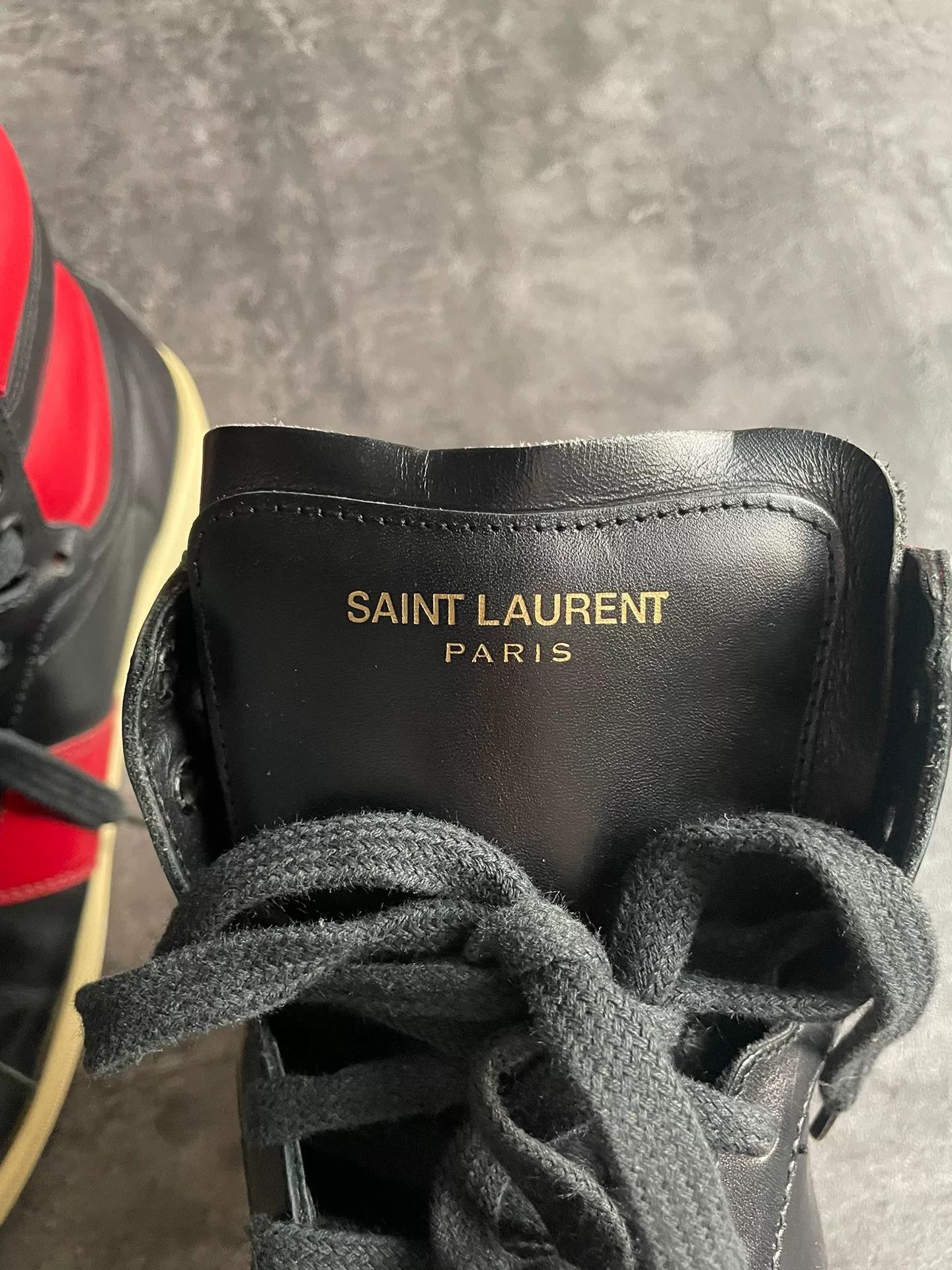 Saint Laurent Paris Saint Laurent Black and Red High-Top Sneakers Size US 8.5 / EU 41-42 - 5 Thumbnail