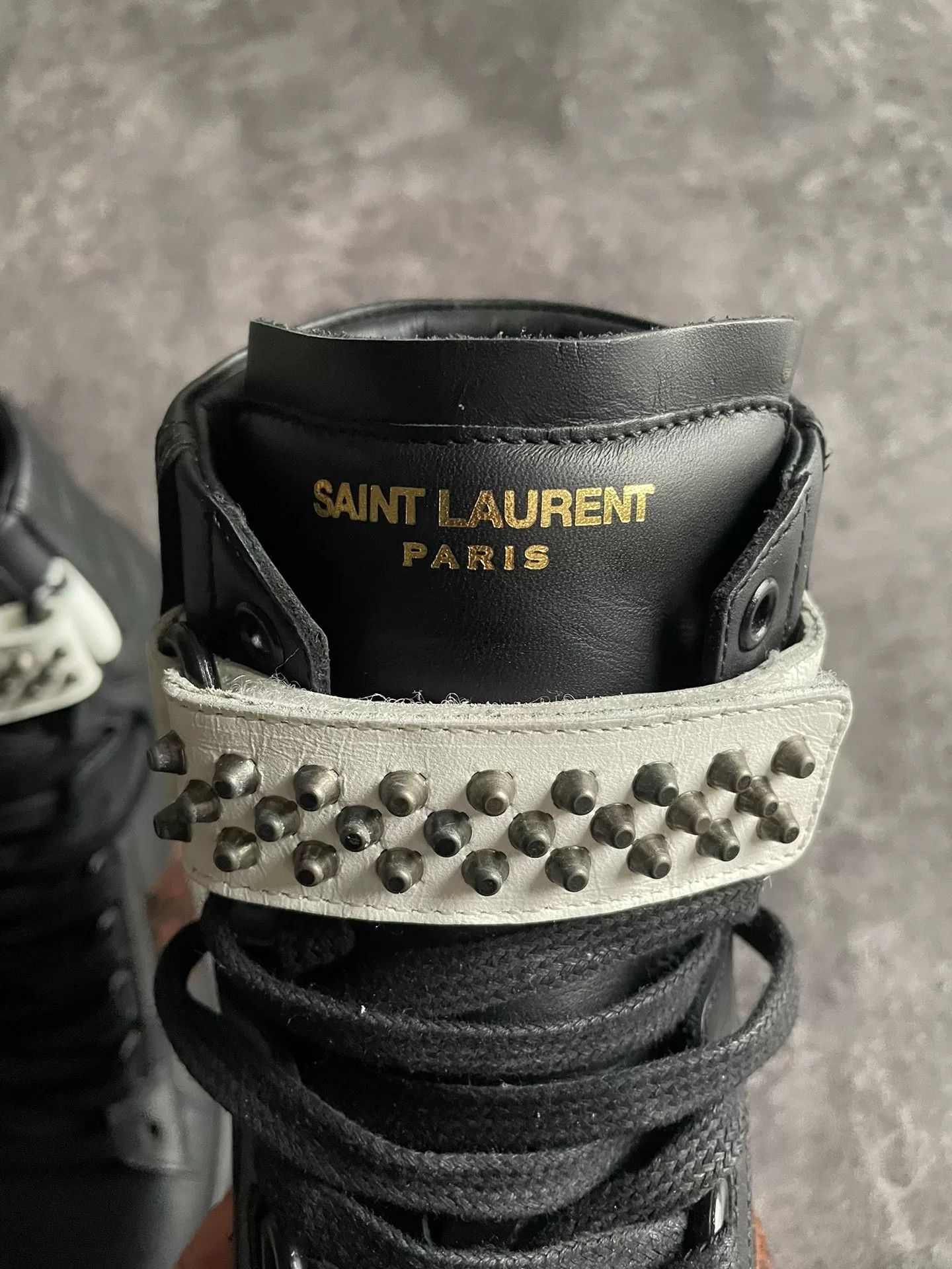 Saint Laurent Paris Saint Laurent Black and Leopard High-Top Sneakers Size US 8.5 / EU 41-42 - 7 Thumbnail
