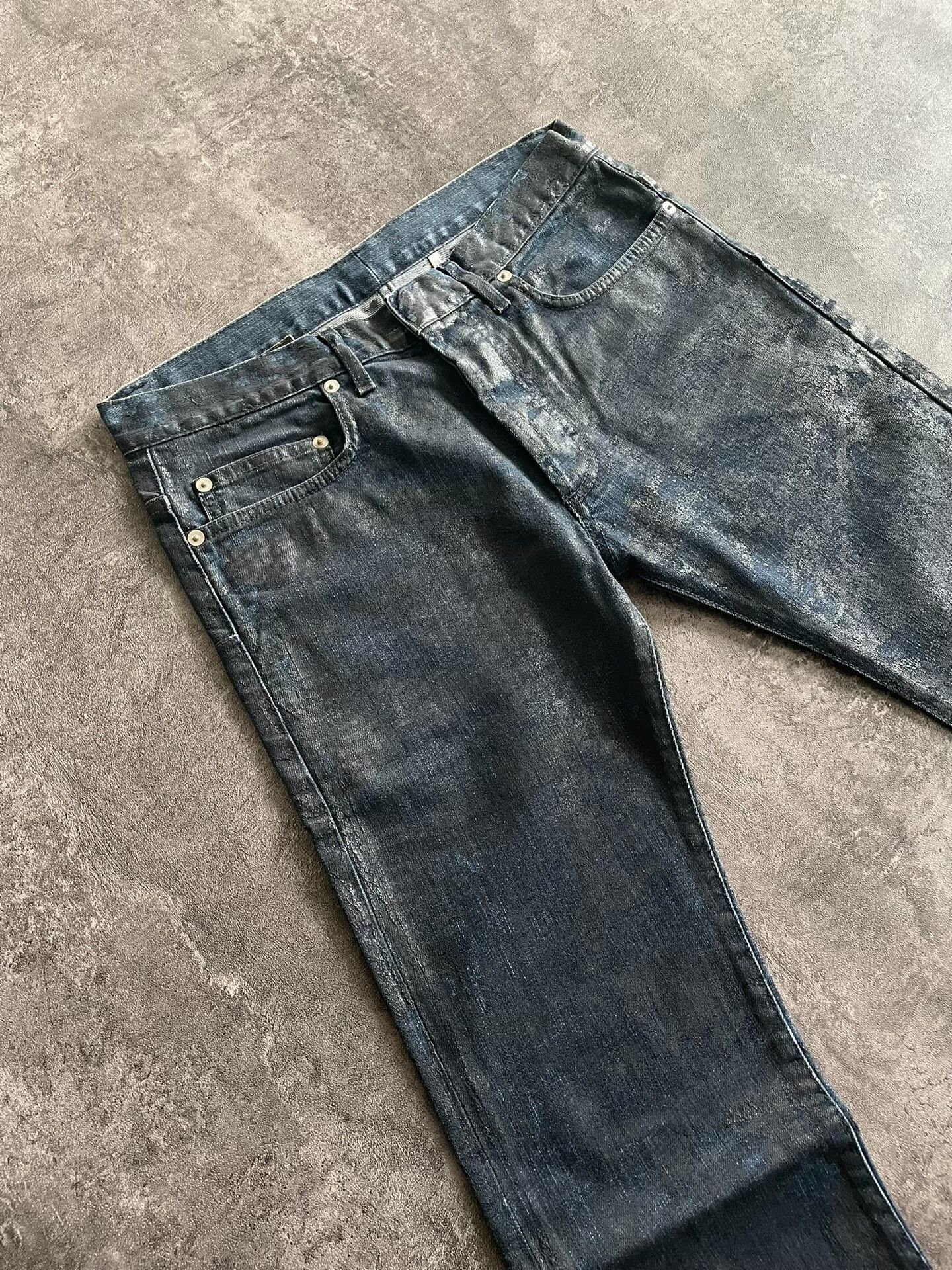 Dior Dior Homme Blue Crackle Denim Pants Size 29 Size US 29 - 3 Thumbnail