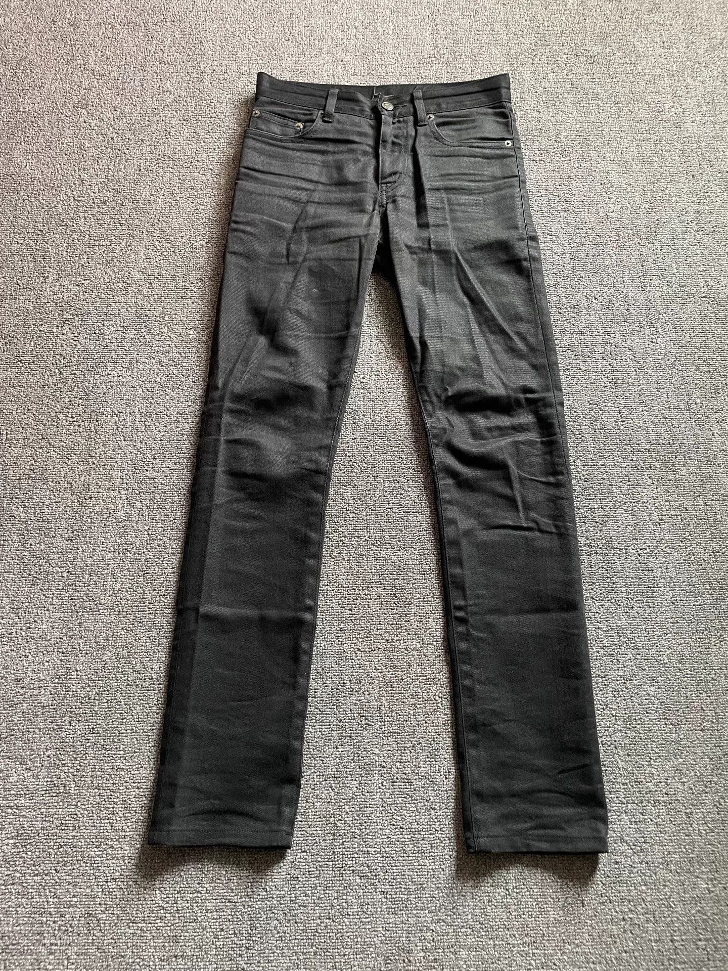 Saint Laurent Paris Saint Laurent Waxed Black Denim Pants Size US 27 - 3 Thumbnail