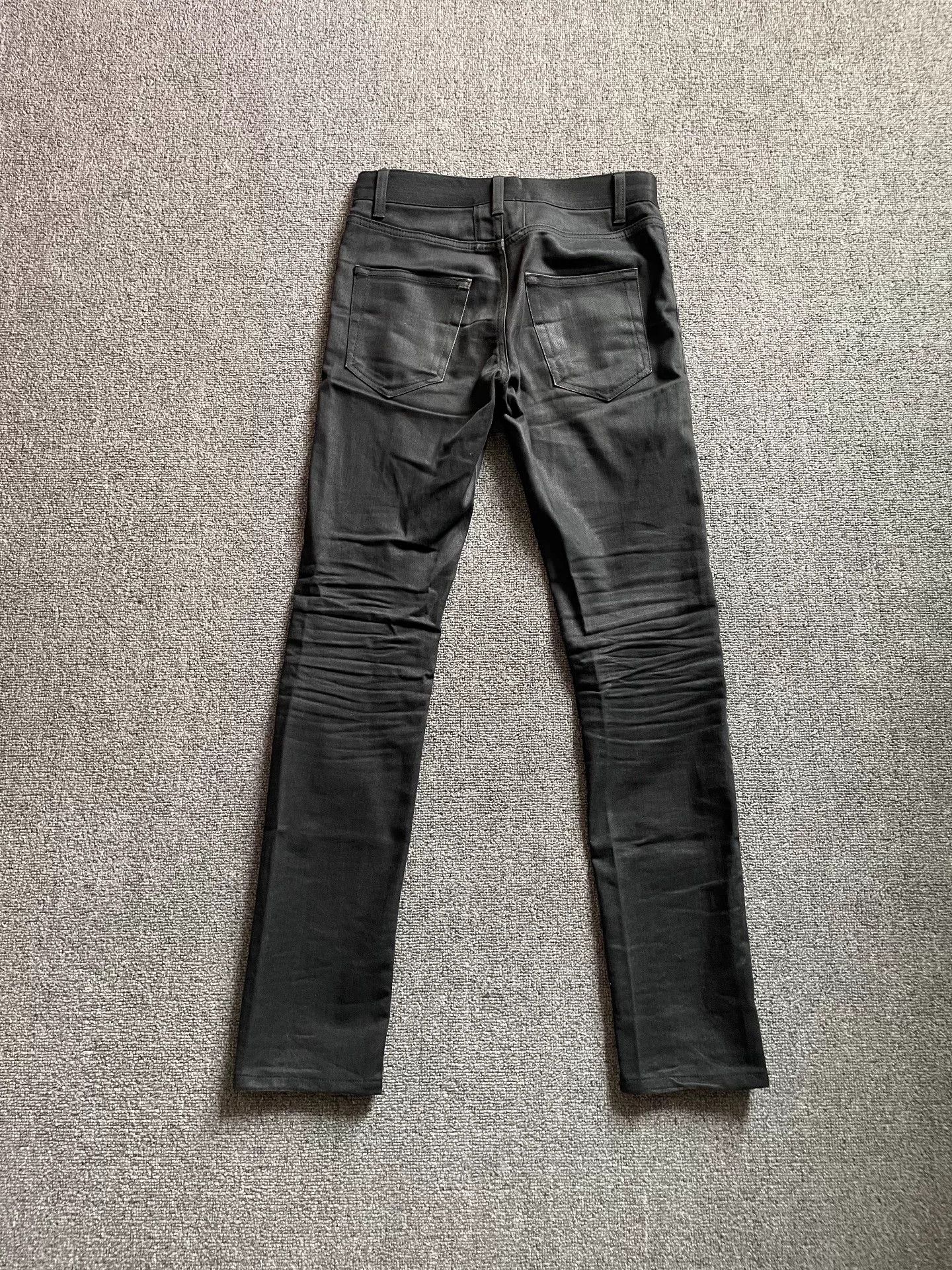 Saint Laurent Paris Saint Laurent Waxed Black Denim Pants Size US 27 - 2 Thumbnail
