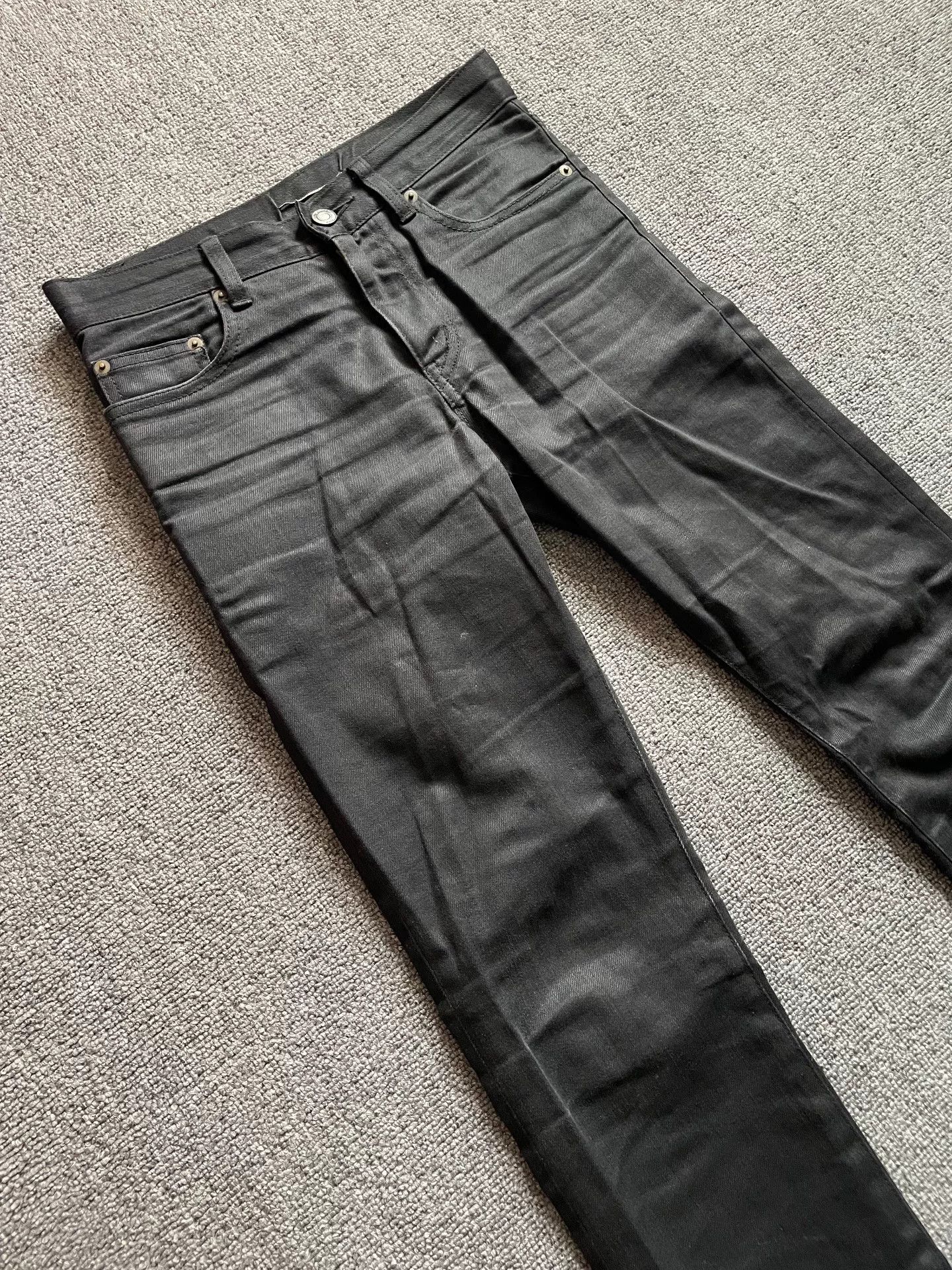 Saint Laurent Paris Saint Laurent Waxed Black Denim Pants Size US 27 - 4 Thumbnail