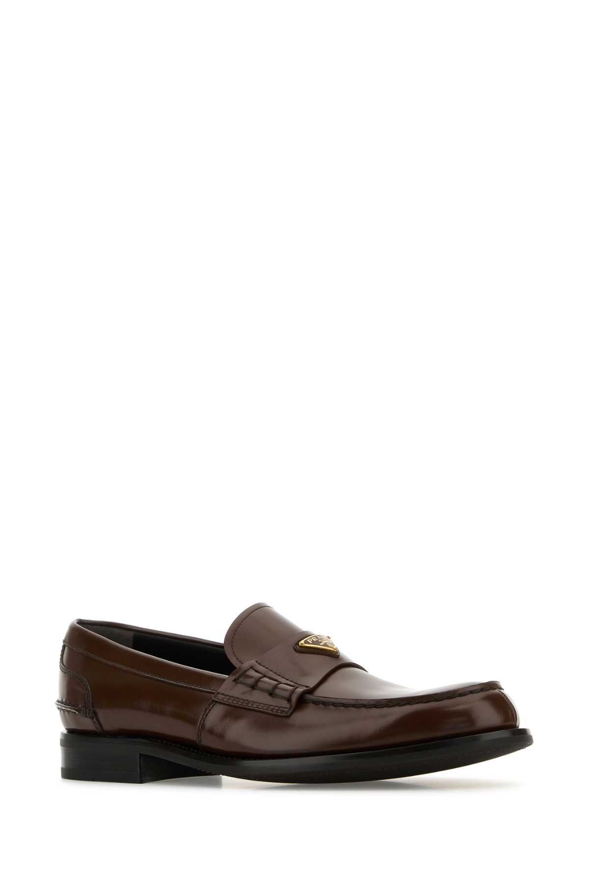 Prada Chocolate Leather Loafers Size US 10.5 / EU 43-44 - 2 Thumbnail