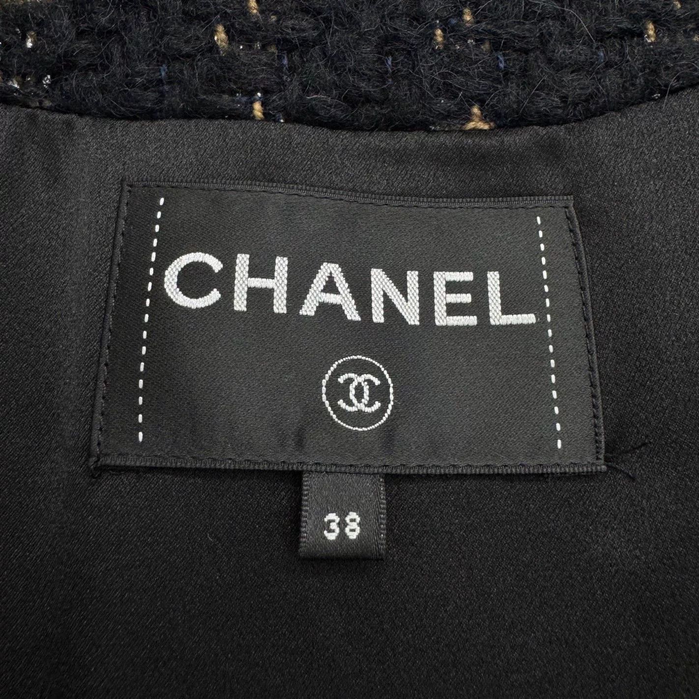 Chanel Chanel Black Gold Plaid Wool Coat Size M / US 6-8 / IT 42-44 - 3 Thumbnail