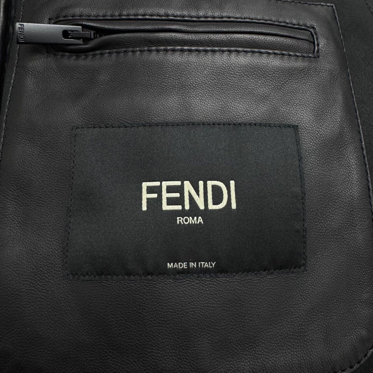 Fendi Fendi Logo Patch Leather Jacket Size US L / EU 52-54 / 3 - 3 Thumbnail