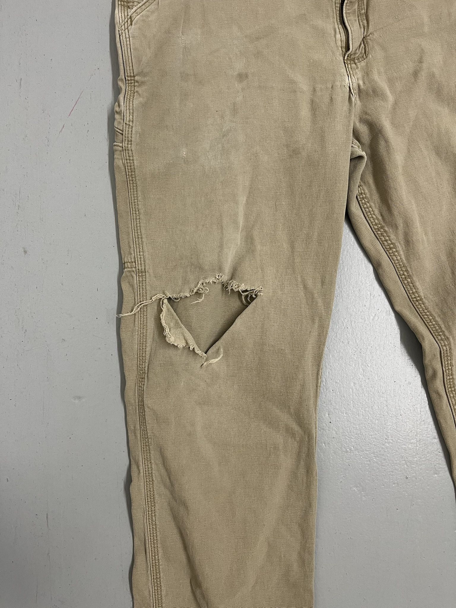 Carhartt Vintage 2000s Canvas Carhartt Distressed Carpenter Work pants Size 39x30 Size US 39 - 2 Thumbnail