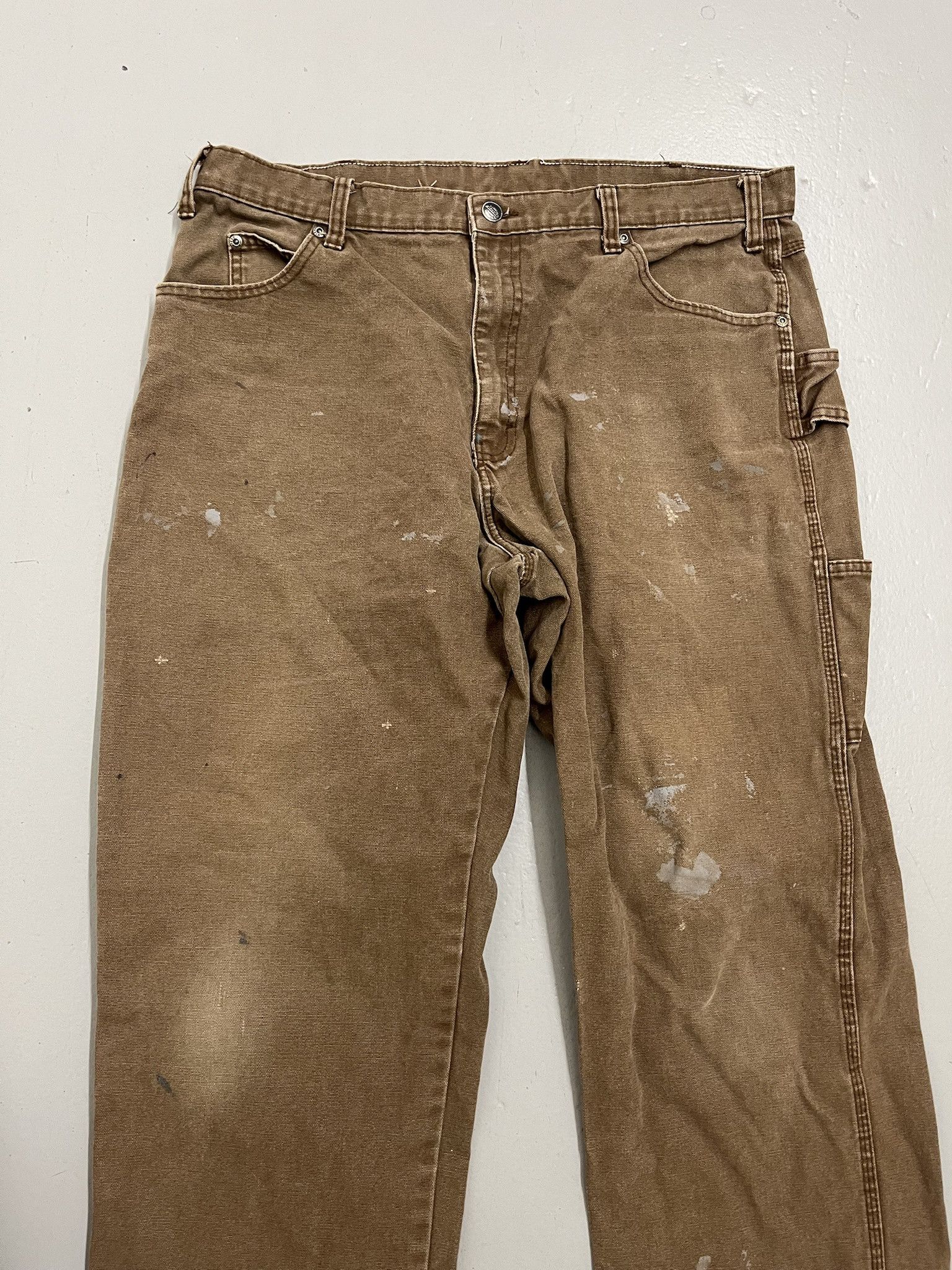 Vintage Vintage 90s Dickies Carpenter Cargo Canvas Work pants Paint Stain Dungarees Size 37 Size US 37 - 2 Thumbnail