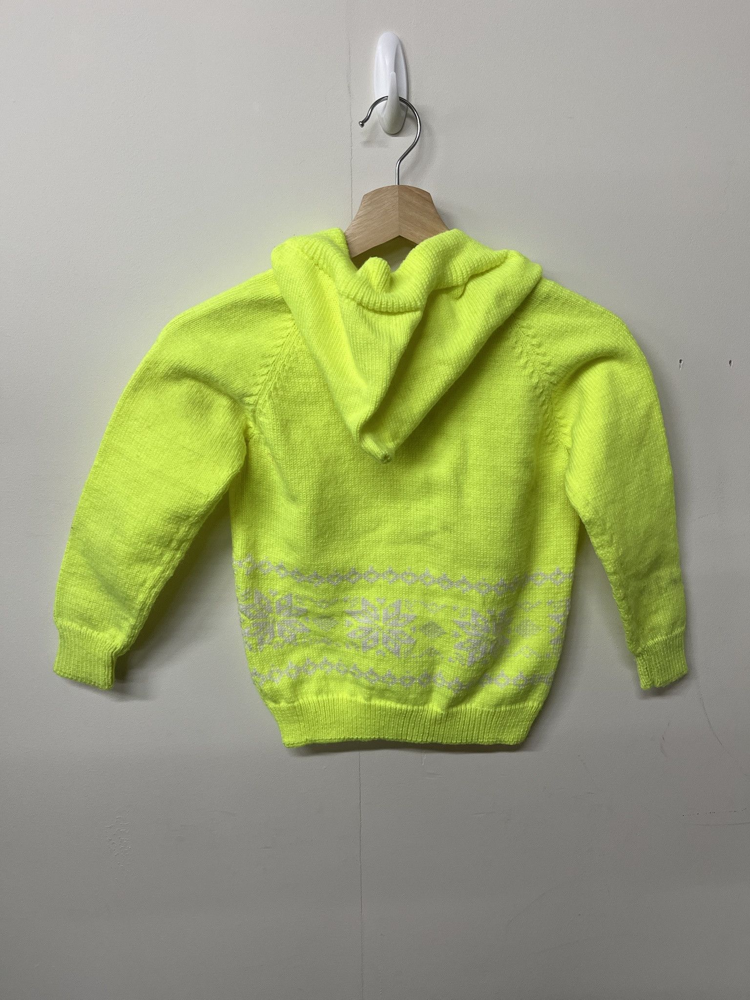 Vintage Vintage 1980s Hooded Knit Sweater Neon Yellow Cardigan Size XXS Size US XXS / EU 40 - 2 Thumbnail