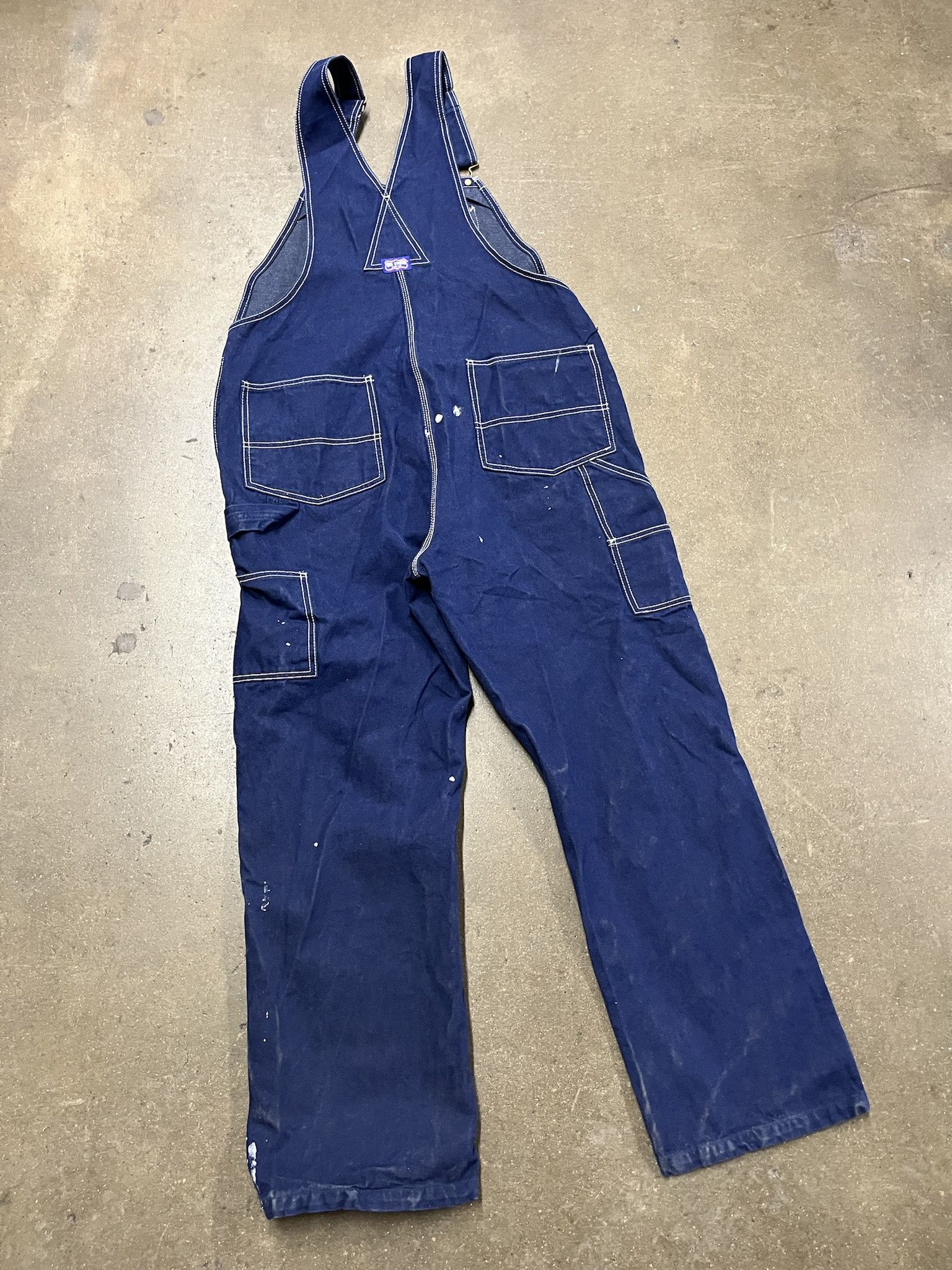 Vintage Vintage 1980s Big Smith Contrast Stitch Paint Distreseed OVeralls Size 36 Size US 37 - 5 Thumbnail