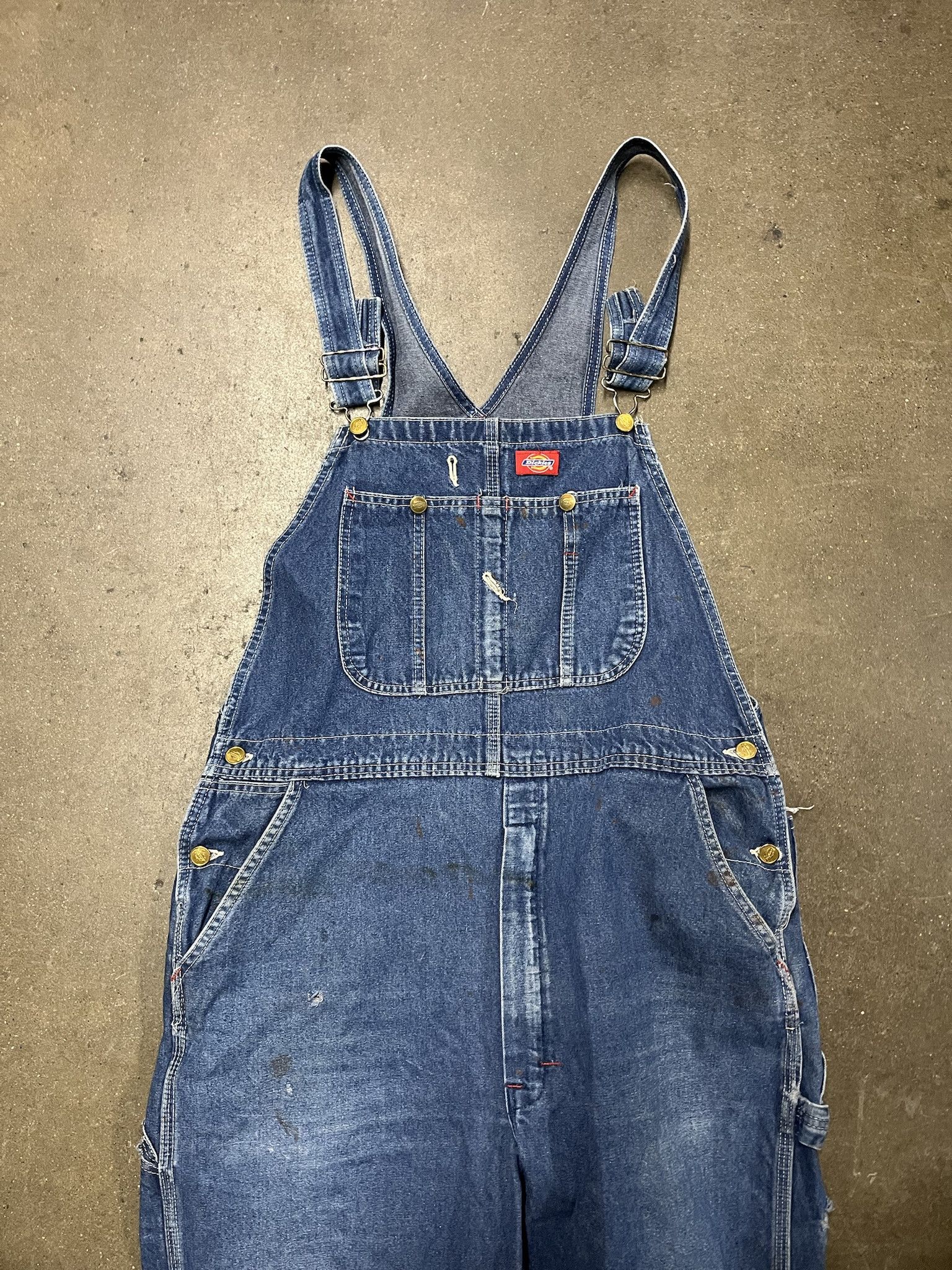 Vintage Vintage 2000s Dickies Distressed Denim Overalls Size 39 Size US 39 - 2 Thumbnail