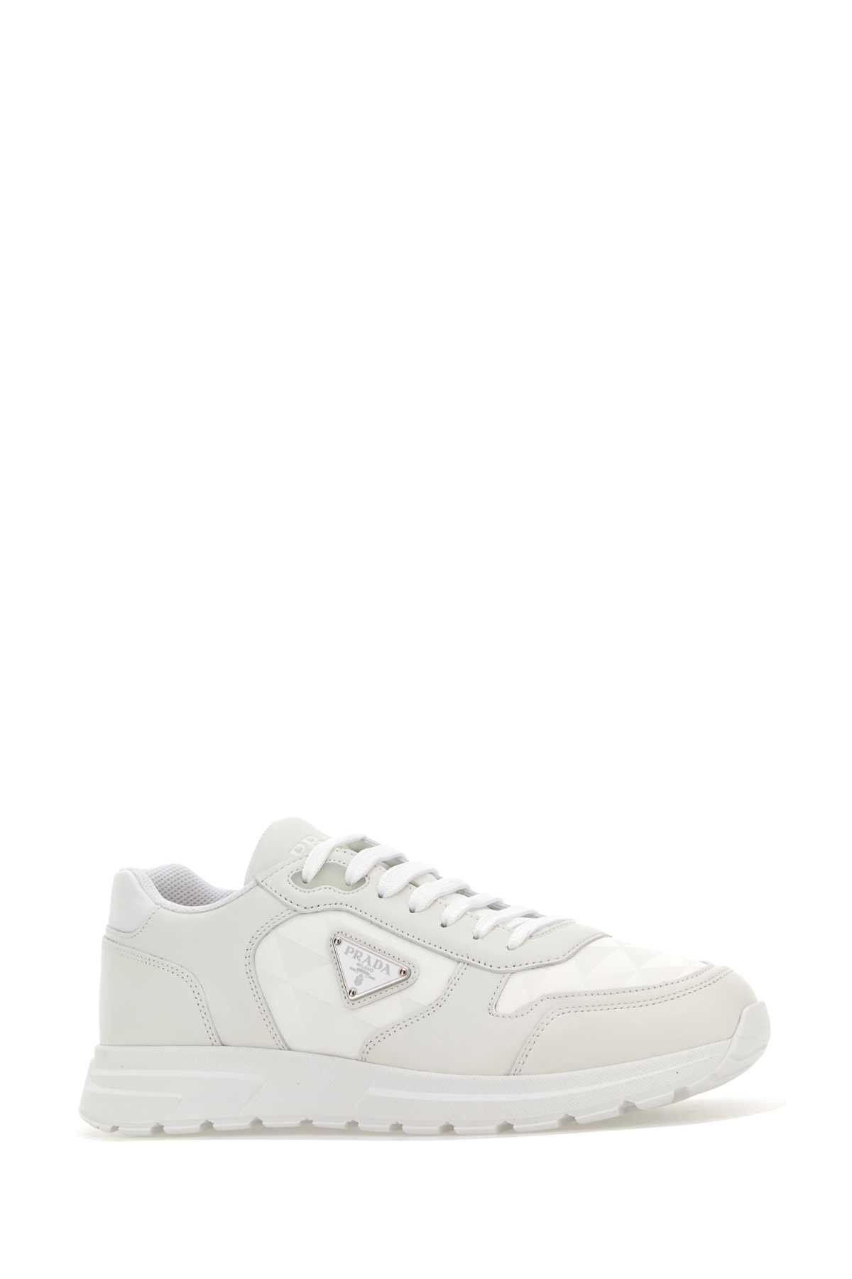 Prada White Leather And Fabric Sneakers Size US 9.5 / EU 42-43 - 2 Thumbnail