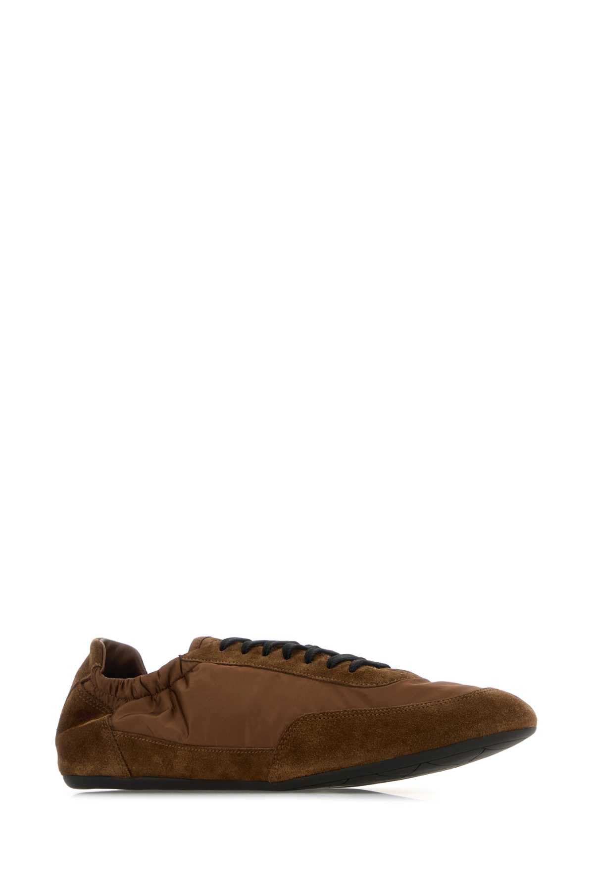 Prada Brown Nylon And Suede Sneakers Size US 7 / EU 40 - 2 Thumbnail