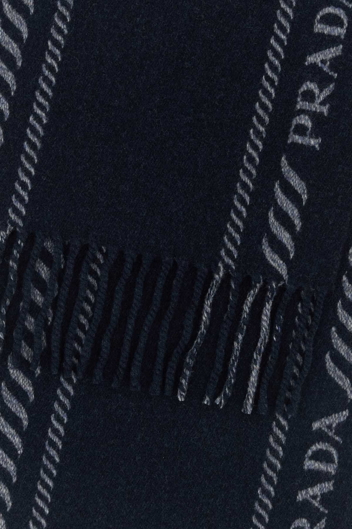 Prada Blue Wool Blend Scarf Size ONE SIZE - 2 Thumbnail