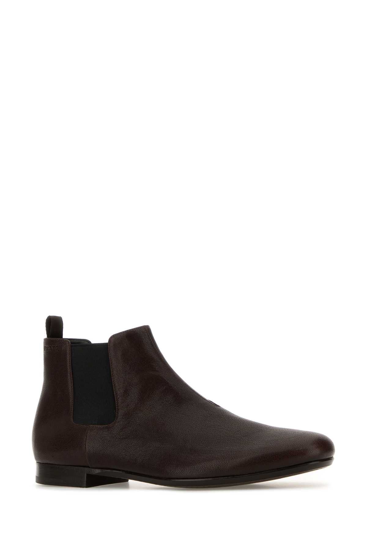 Prada Brown Leather Ankle Boots Size US 10 / EU 43 - 2 Thumbnail
