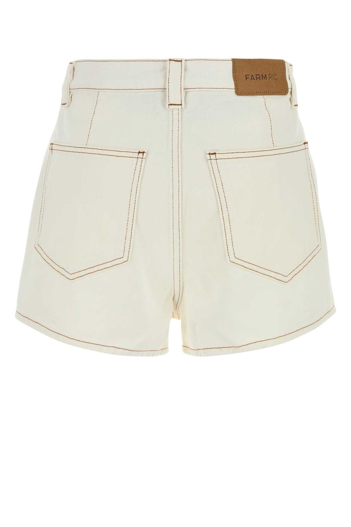 Farm Rio White Denim Shorts Size 28" / US 6 / IT 42 - 2 Thumbnail