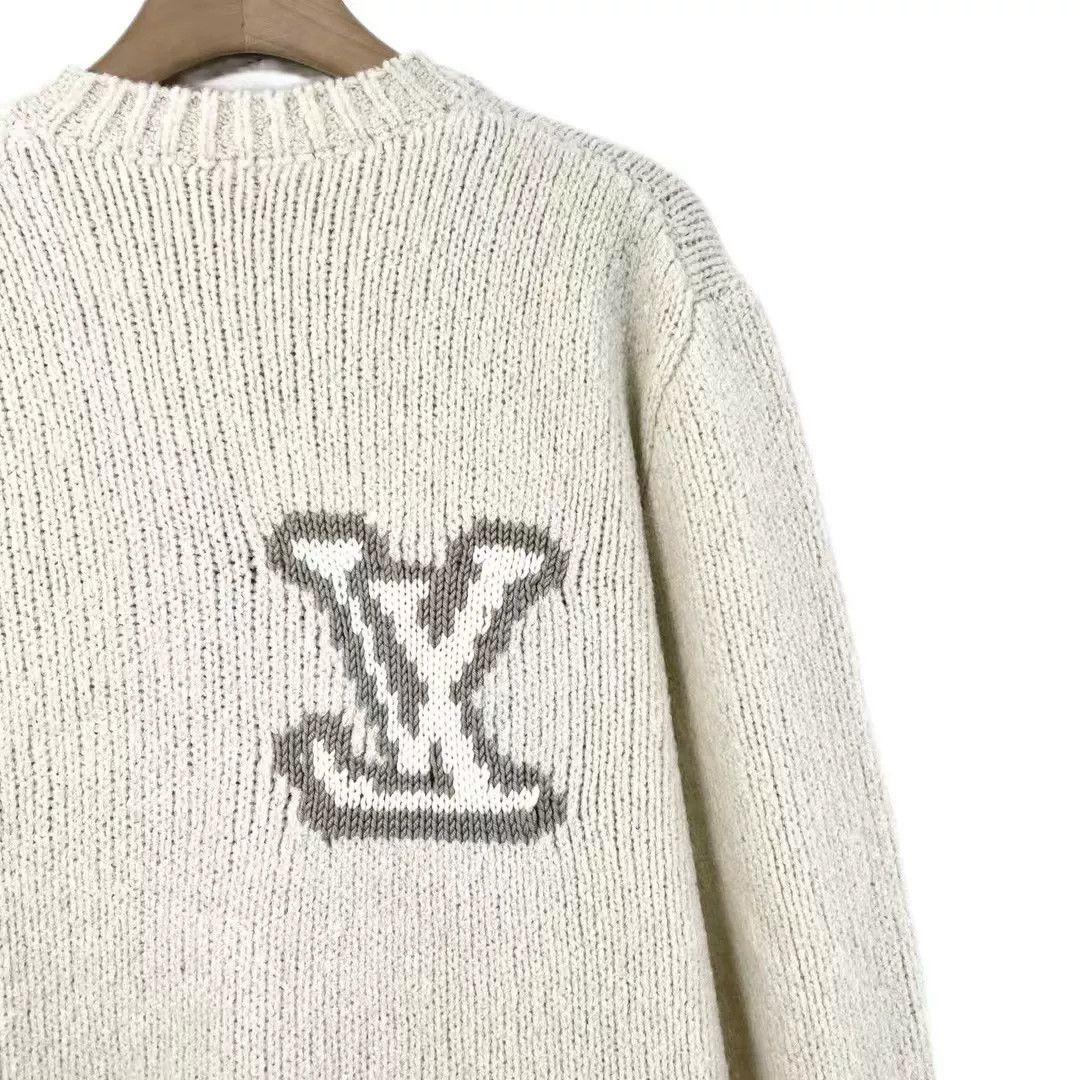 Louis Vuitton beige logo wool long sleeve sweater Size L / US 10 / IT 46 - 4 Thumbnail