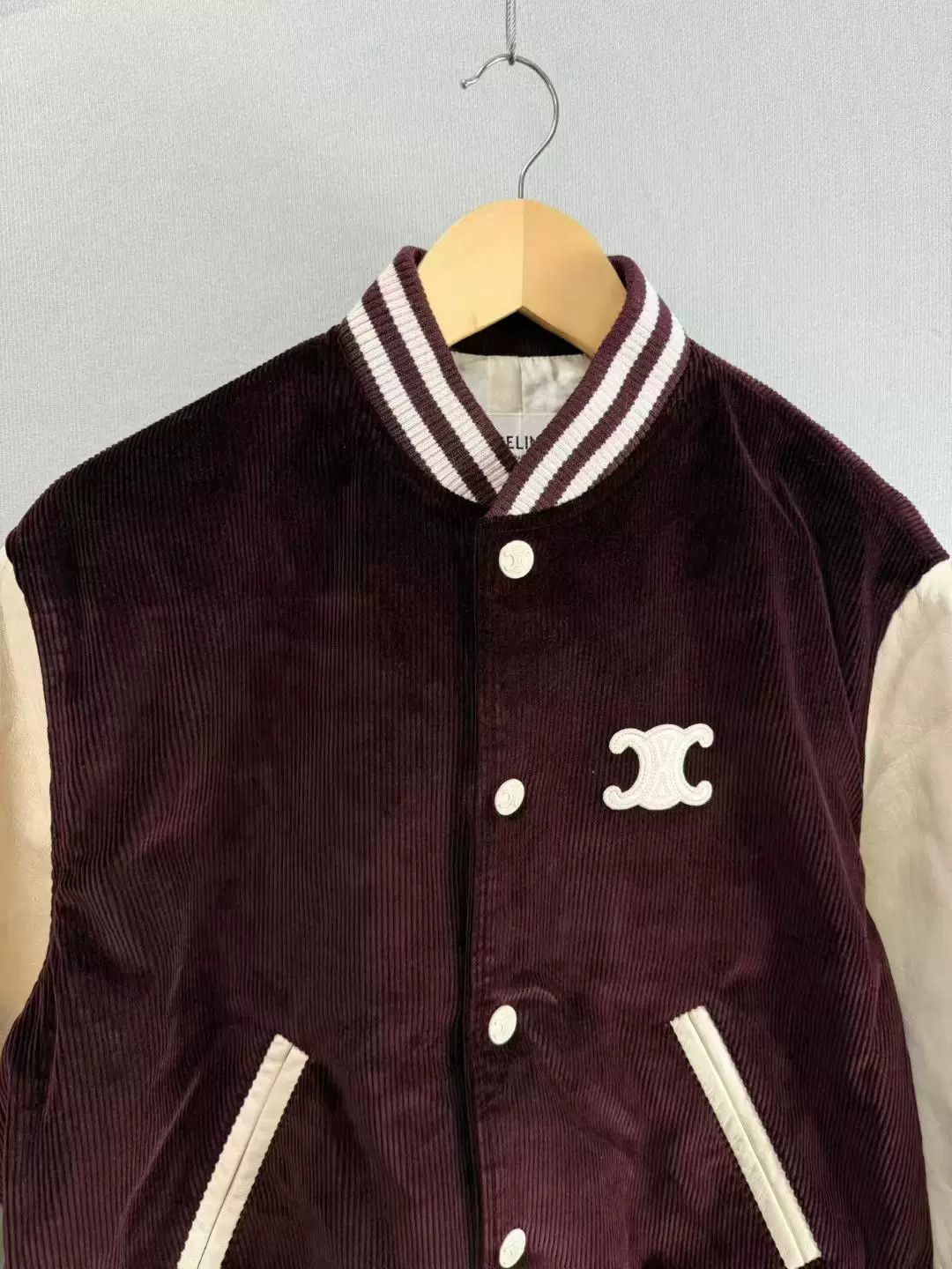 Celine celine burgundy corduroy baseball jacket Size US S / EU 44-46 / 1 - 2 Thumbnail