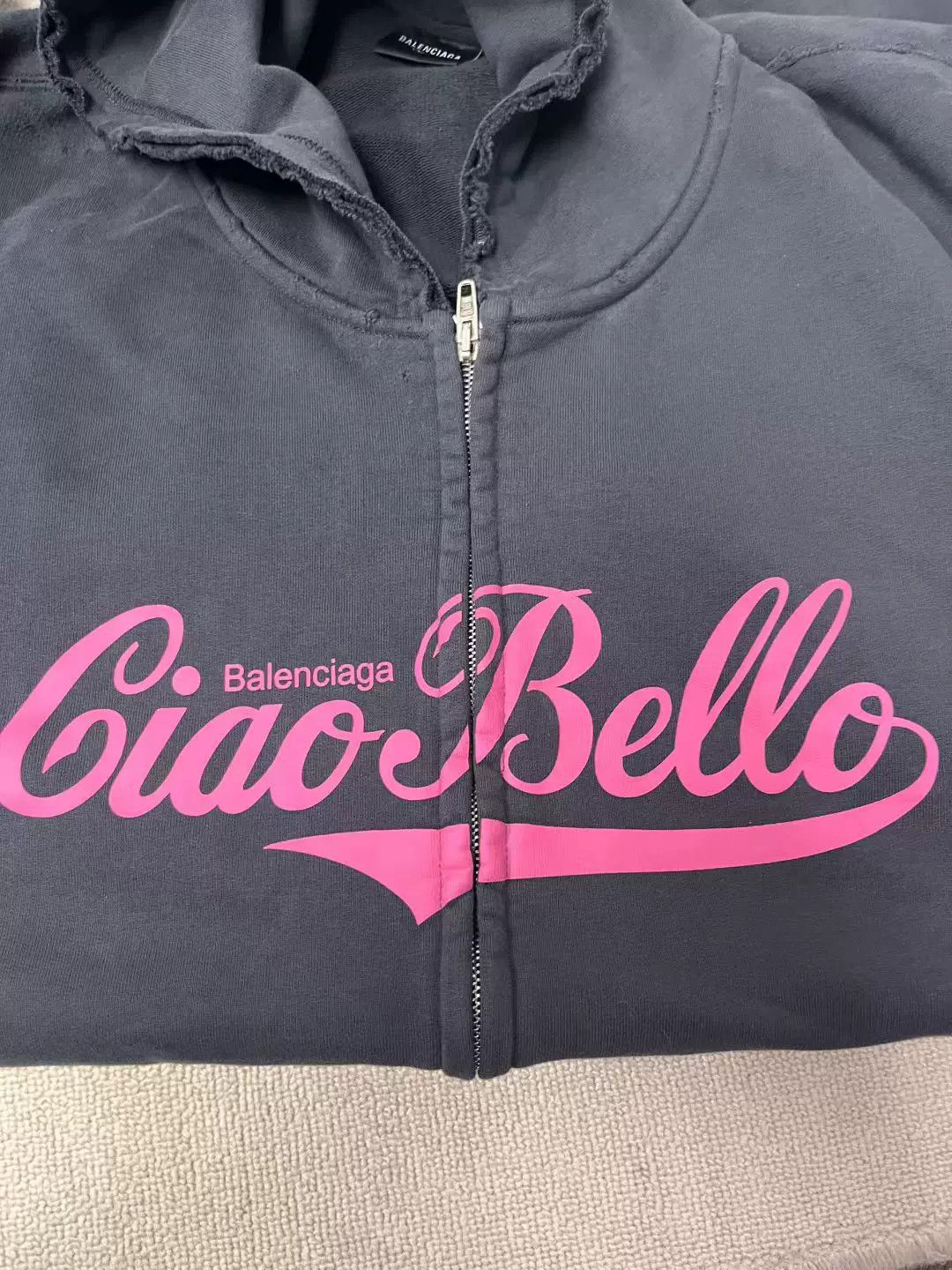 Balenciaga Balenciaga Black Zip Hoodie with Pink Logo Size US S / EU 44-46 / 1 - 2 Thumbnail