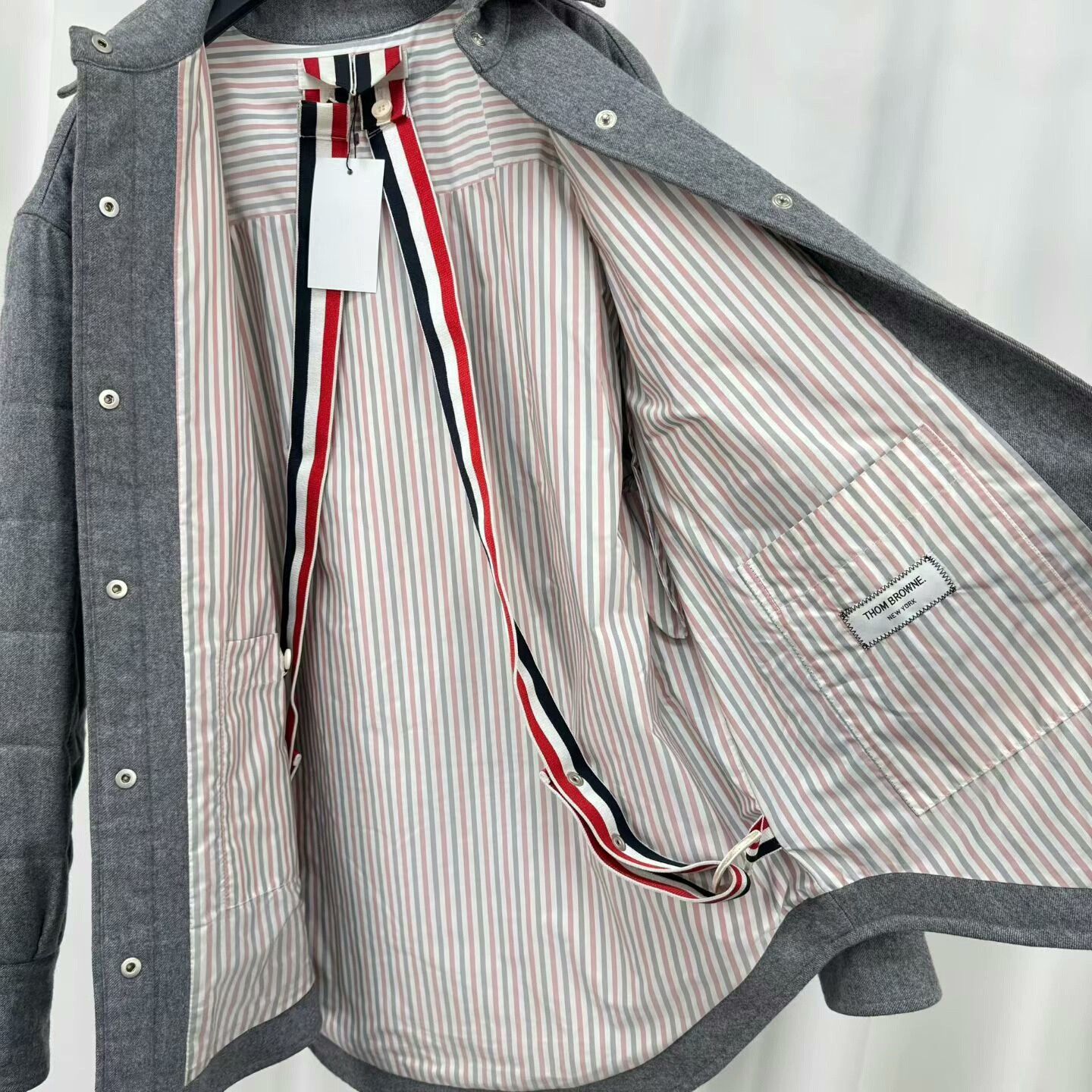 Thom Browne thom browne gray wool quilted shirt jacket Size US M / EU 48-50 / 2 - 5 Thumbnail