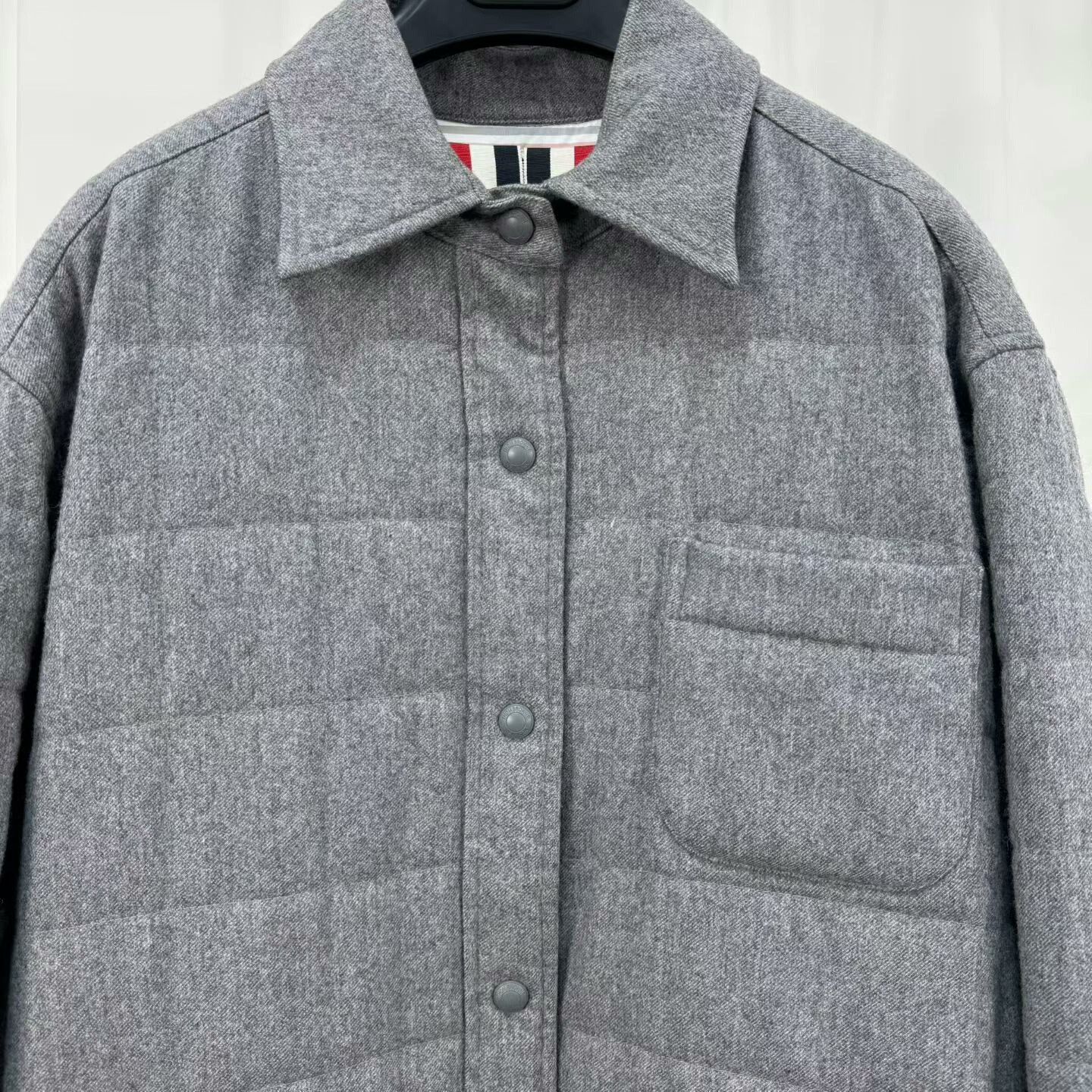 Thom Browne thom browne gray wool quilted shirt jacket Size US M / EU 48-50 / 2 - 2 Thumbnail