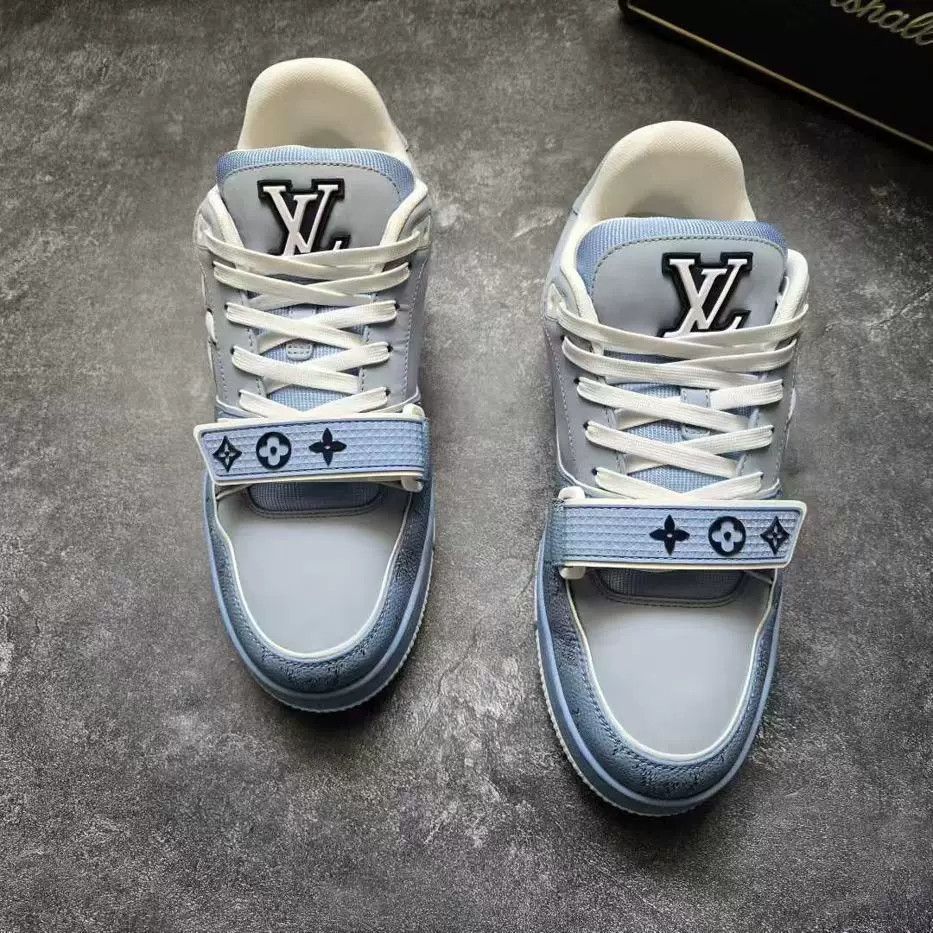 Louis Vuitton louis vuitton lv trainer white blue sneakers Size US 5 / EU 37 - 2 Thumbnail