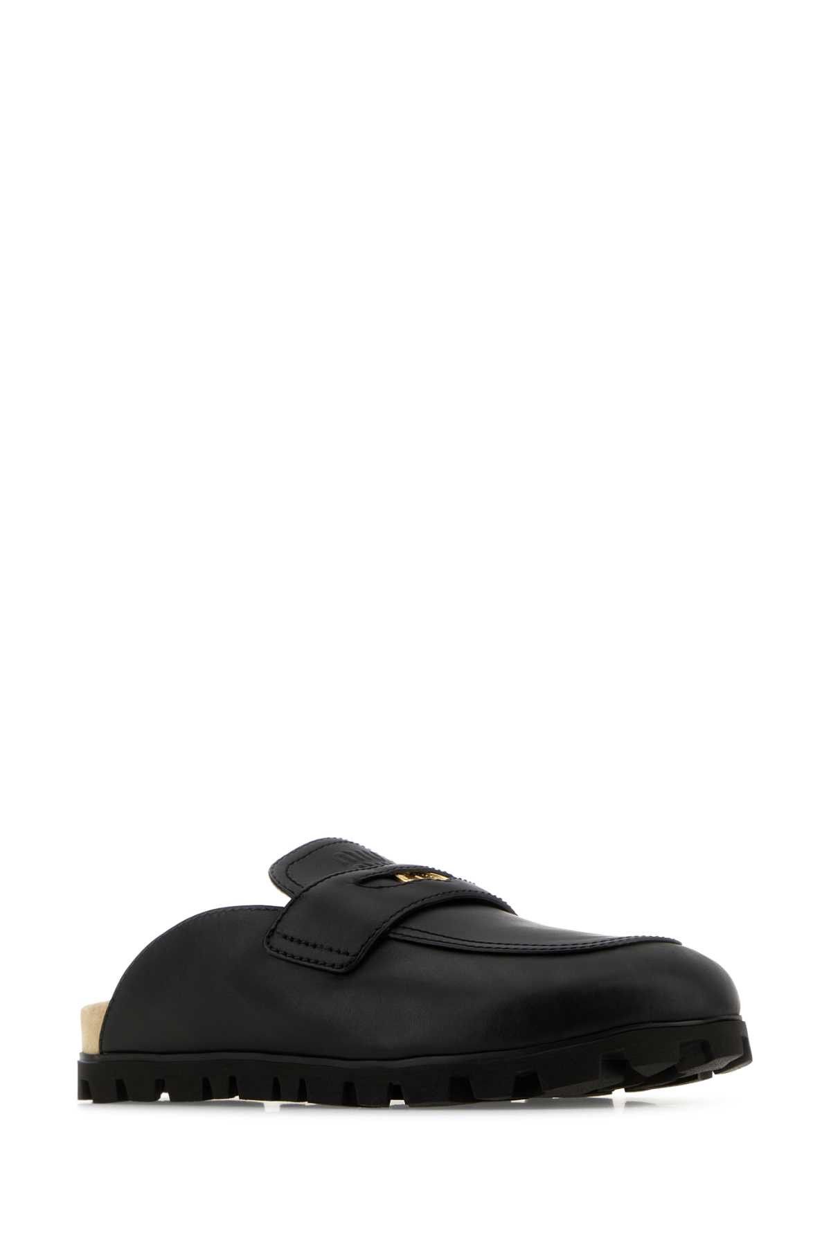 Miu Miu Black Leather Slippers Size US 11 / IT 41 - 2 Thumbnail