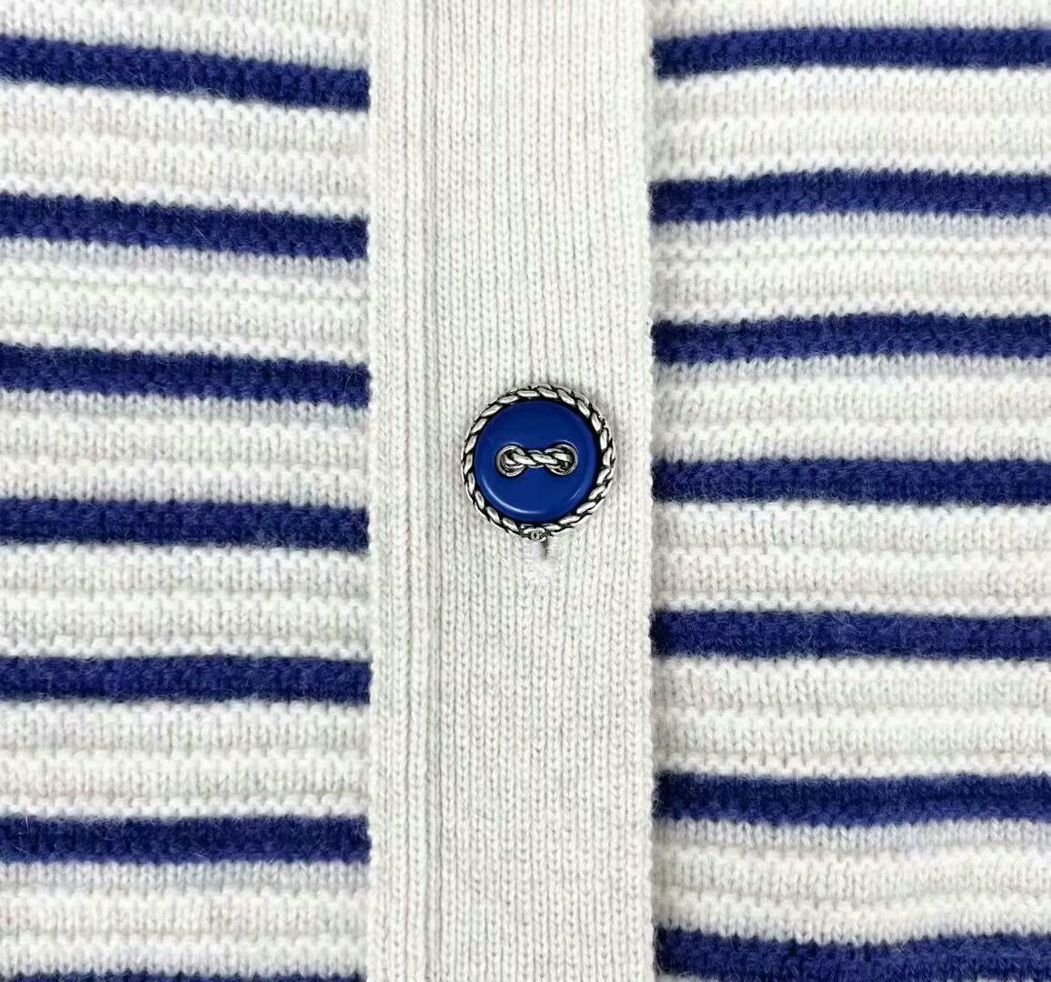 Chanel Chanel Navy Striped Cashmere Dress Cardigan Size S / US 4 / IT 40 - 4 Thumbnail