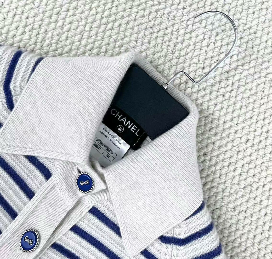 Chanel Chanel Navy Striped Cashmere Dress Cardigan Size S / US 4 / IT 40 - 3 Thumbnail