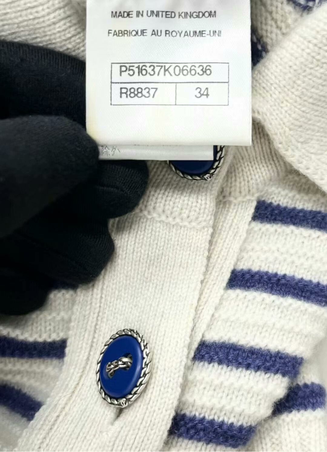 Chanel Chanel Navy Striped Cashmere Dress Cardigan Size S / US 4 / IT 40 - 5 Thumbnail