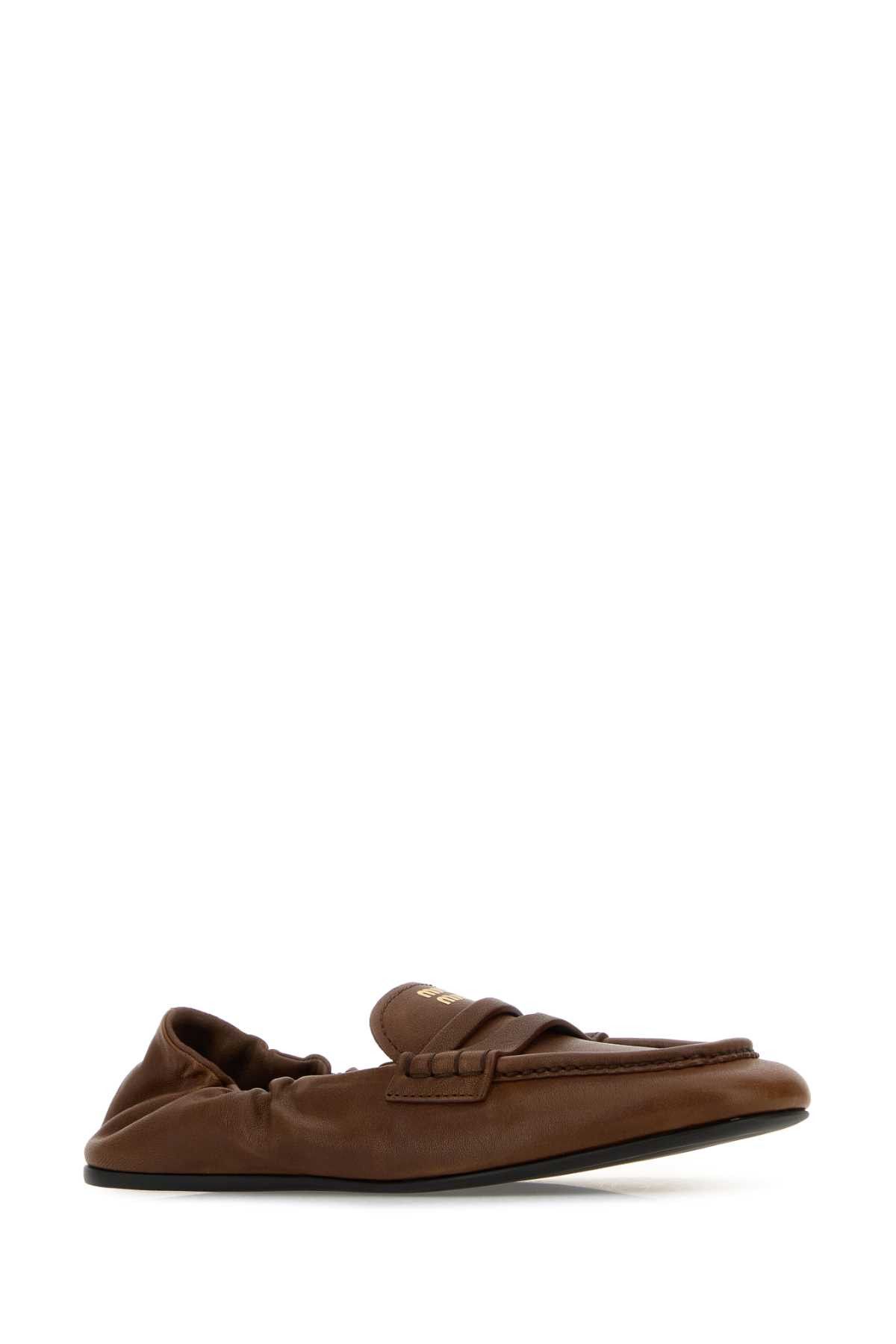Miu Miu Brown Nappa Leather Ruches Loafers Size US 11 / IT 41 - 2 Thumbnail