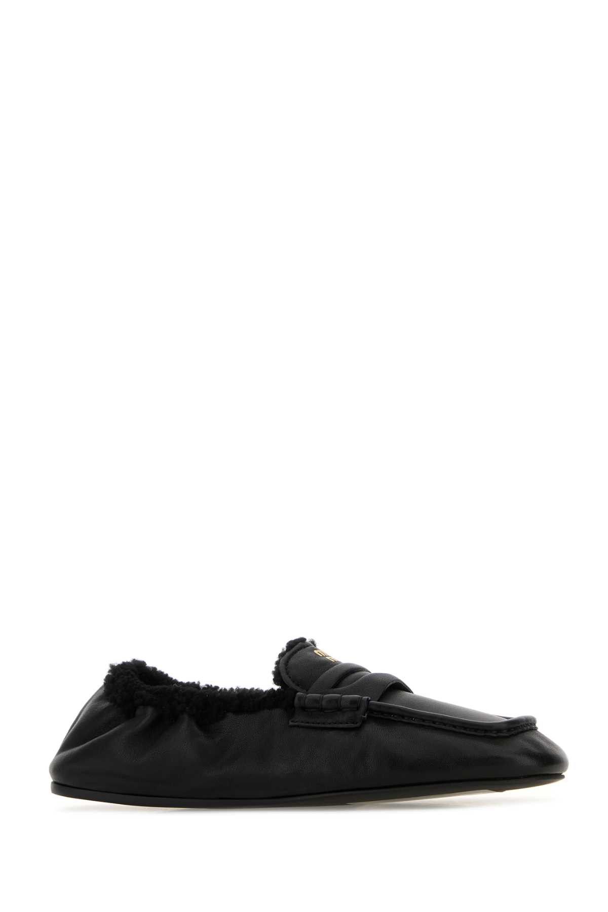 Miu Miu Black Nappa Leather Ruches Loafers Size US 8.5 / IT 38.5 - 2 Thumbnail