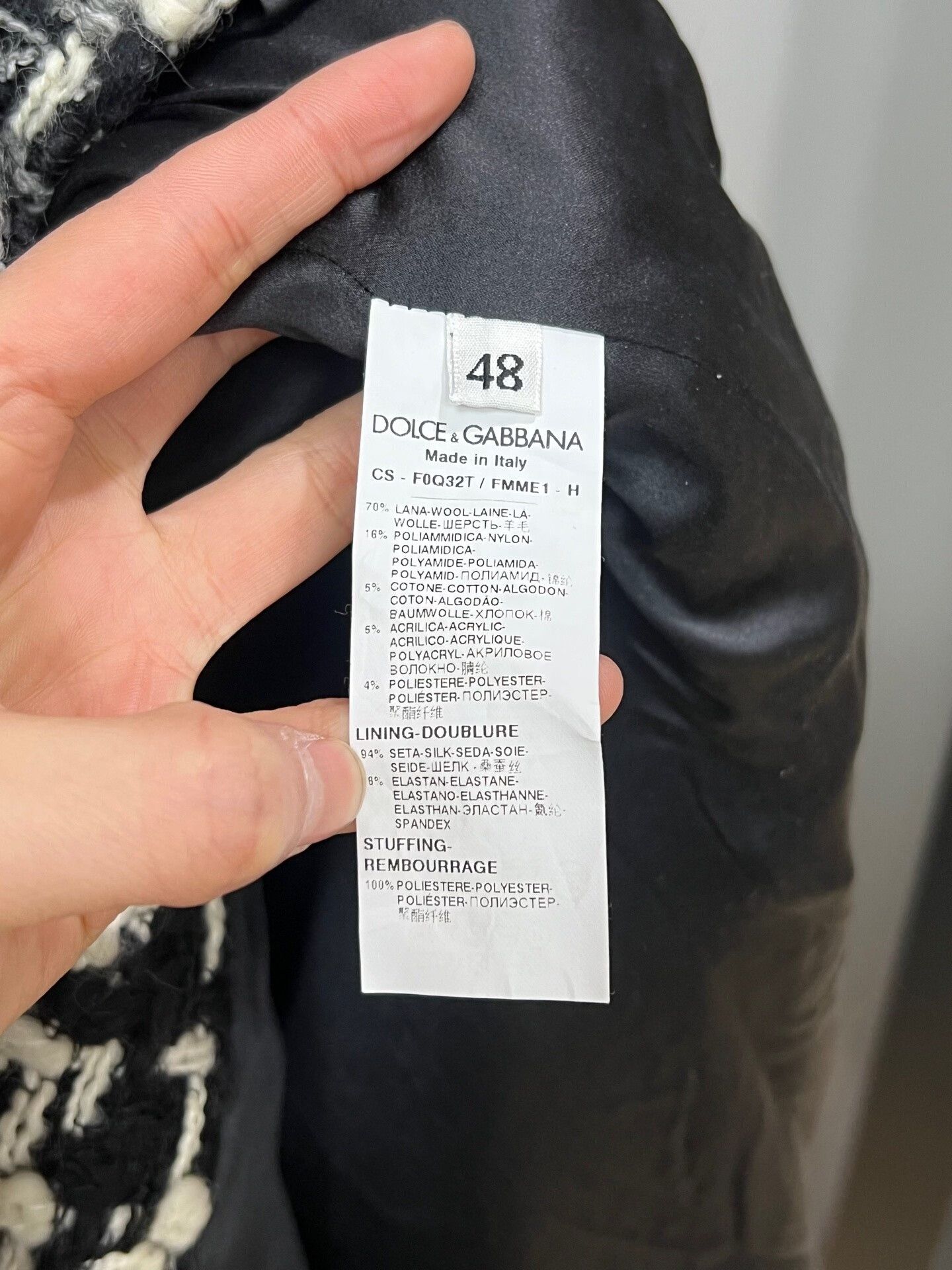 Dolce & Gabbana D&G Black and White Check Wool Coat Size US L / EU 52-54 / 3 - 3 Thumbnail
