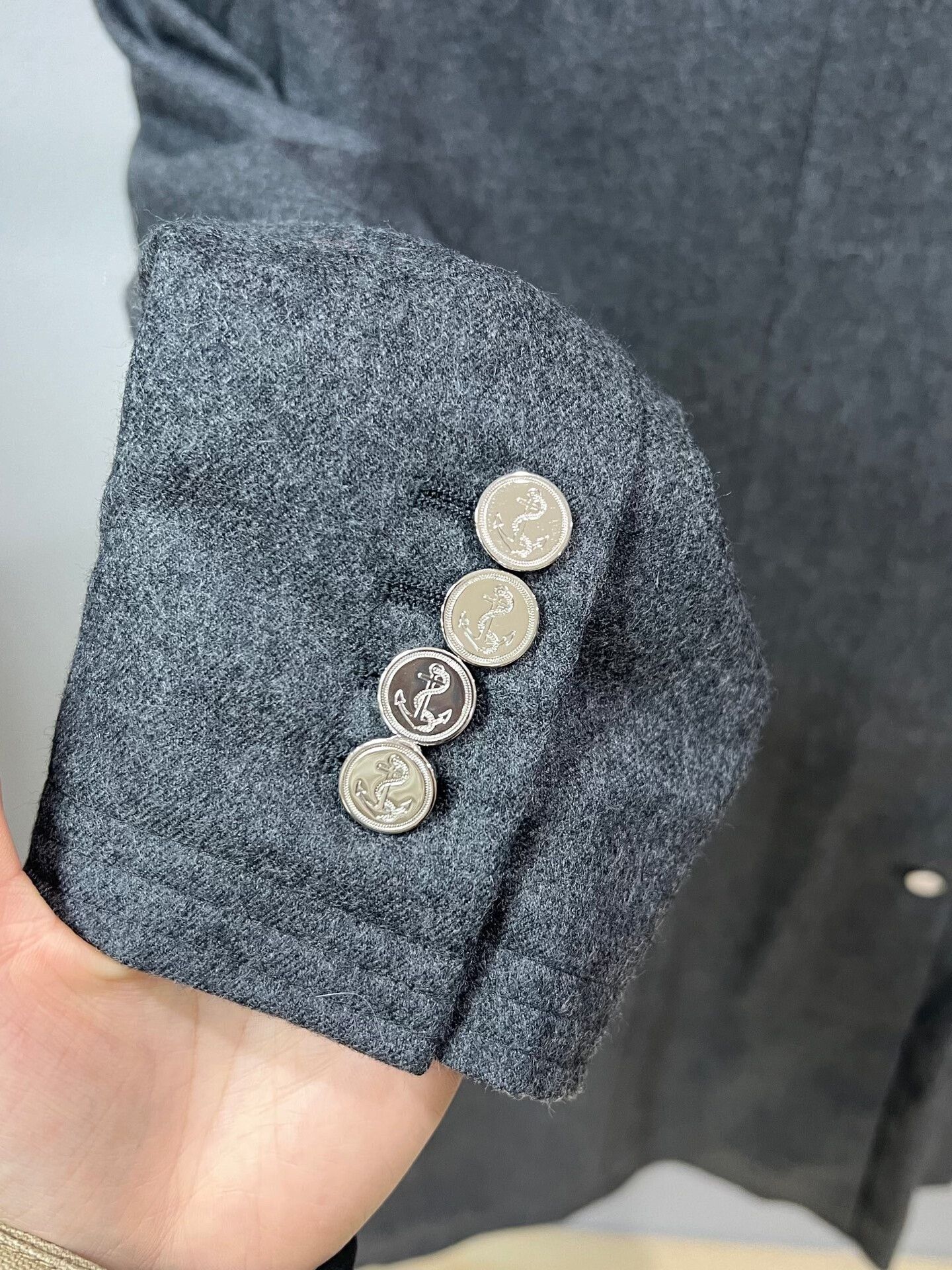 Thom Browne Thom Browne Wool Coat with Silver Anchor Buttons Size US M / EU 48-50 / 2 - 3 Thumbnail