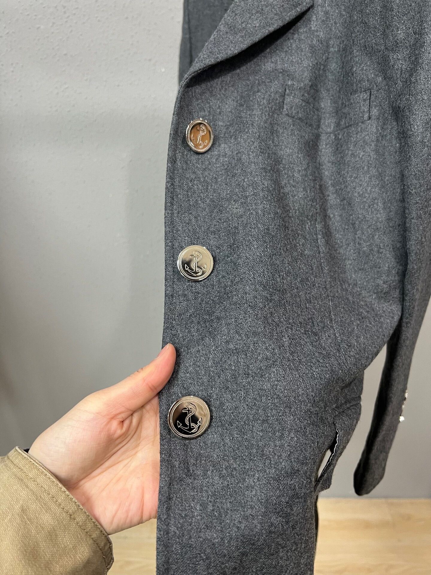 Thom Browne Thom Browne Wool Coat with Silver Anchor Buttons Size US M / EU 48-50 / 2 - 4 Thumbnail
