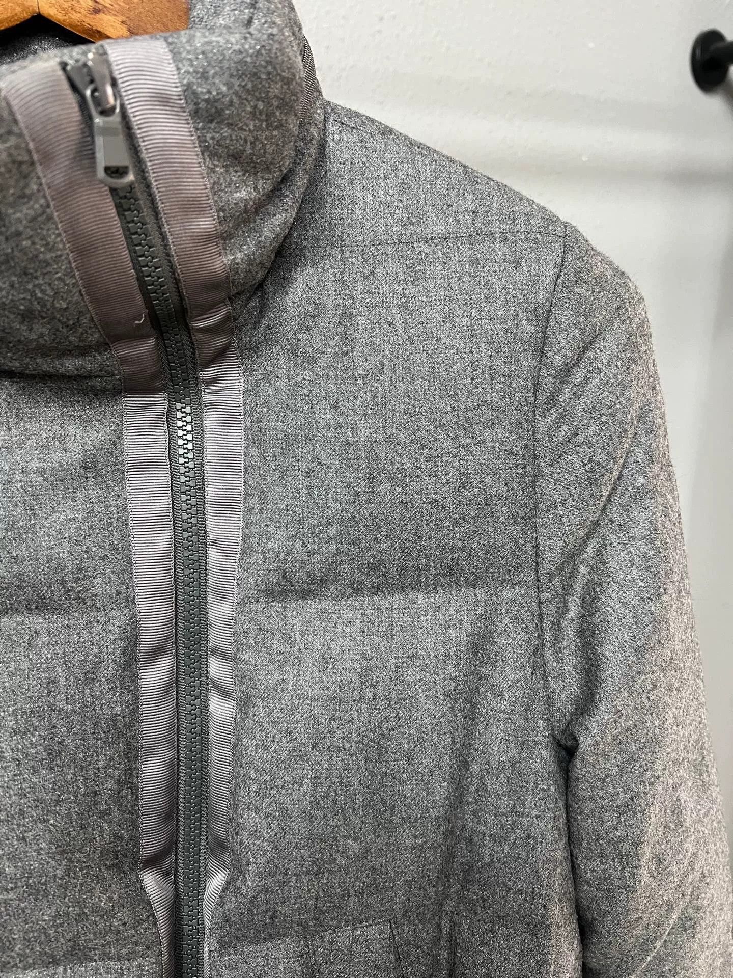 Brunello Cucinelli gray wool down jacket with diagonal zipper Size S / US 4 / IT 40 - 3 Thumbnail