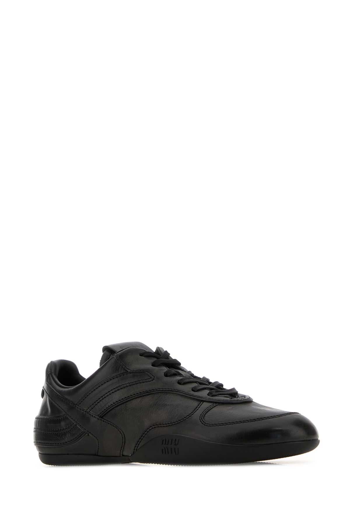 Miu Miu Black Leather Sneakers Size US 11 / IT 41 - 2 Thumbnail
