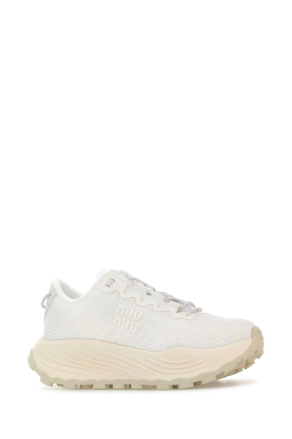 Miu Miu White Fabric Sneakers Size US 10 / IT 40 - 2 Thumbnail