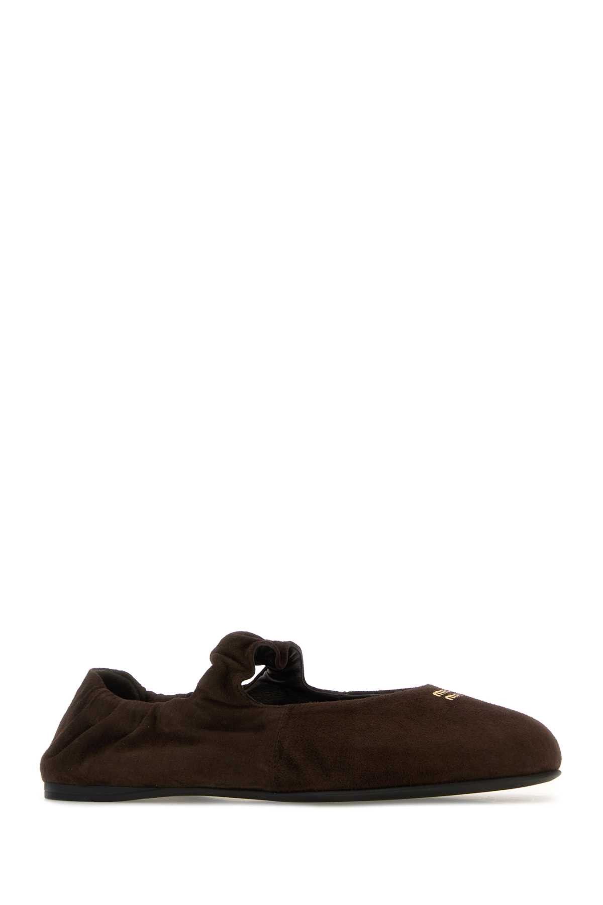 Miu Miu Dark Brown Suede Ballerinas Size US 10 / IT 40 - 2 Thumbnail