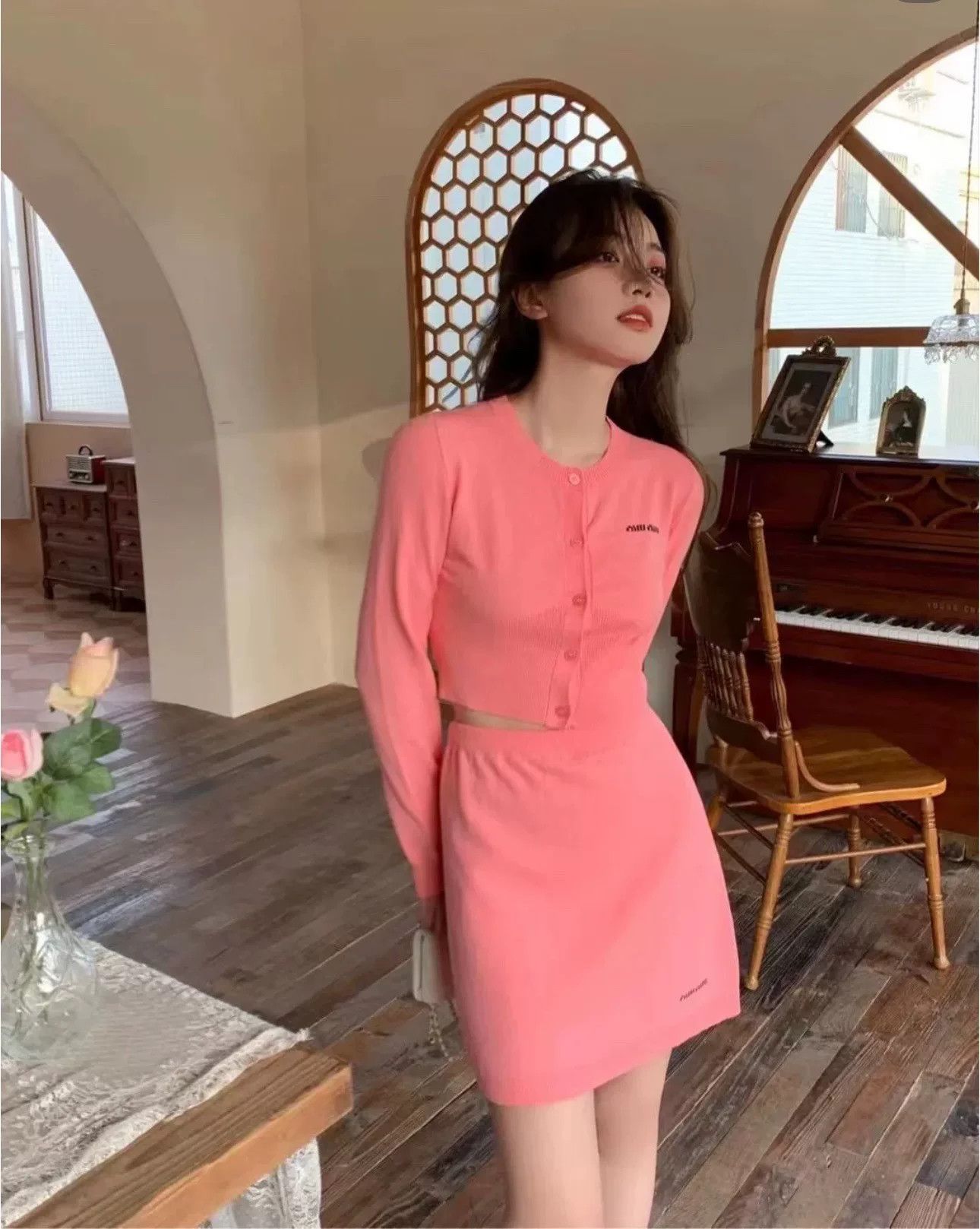 Miu Miu miu miu pink logo half skirt Size 38" / US 16 / IT 52 - 9 Thumbnail