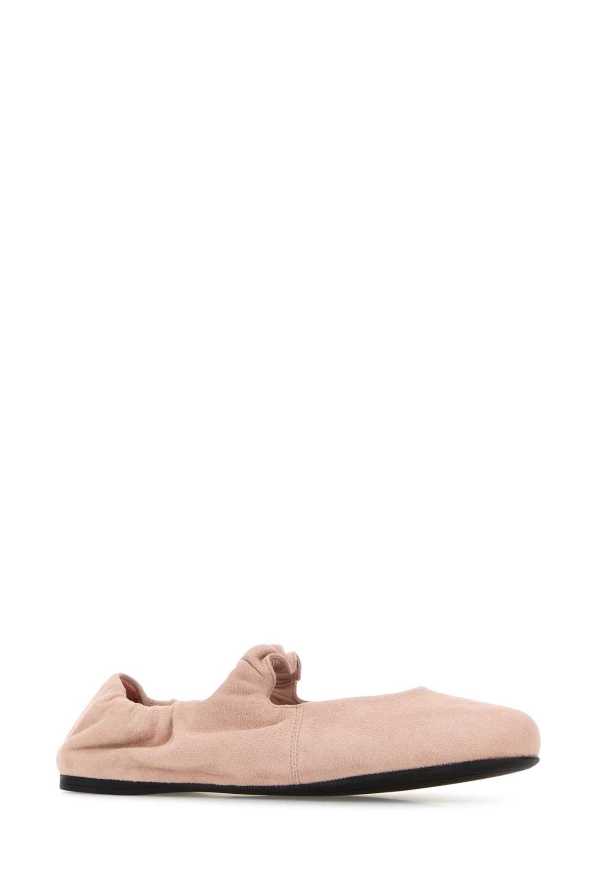 Pastel Pink Suede Ballerinas