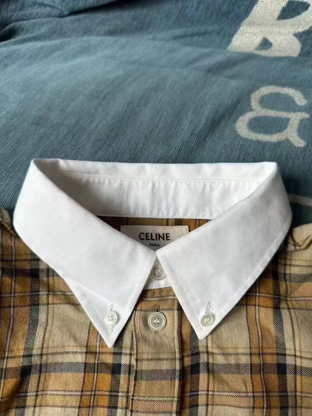 Celine celine yellow checkered shirt size 40 Size US L / EU 52-54 / 3 - 3 Thumbnail
